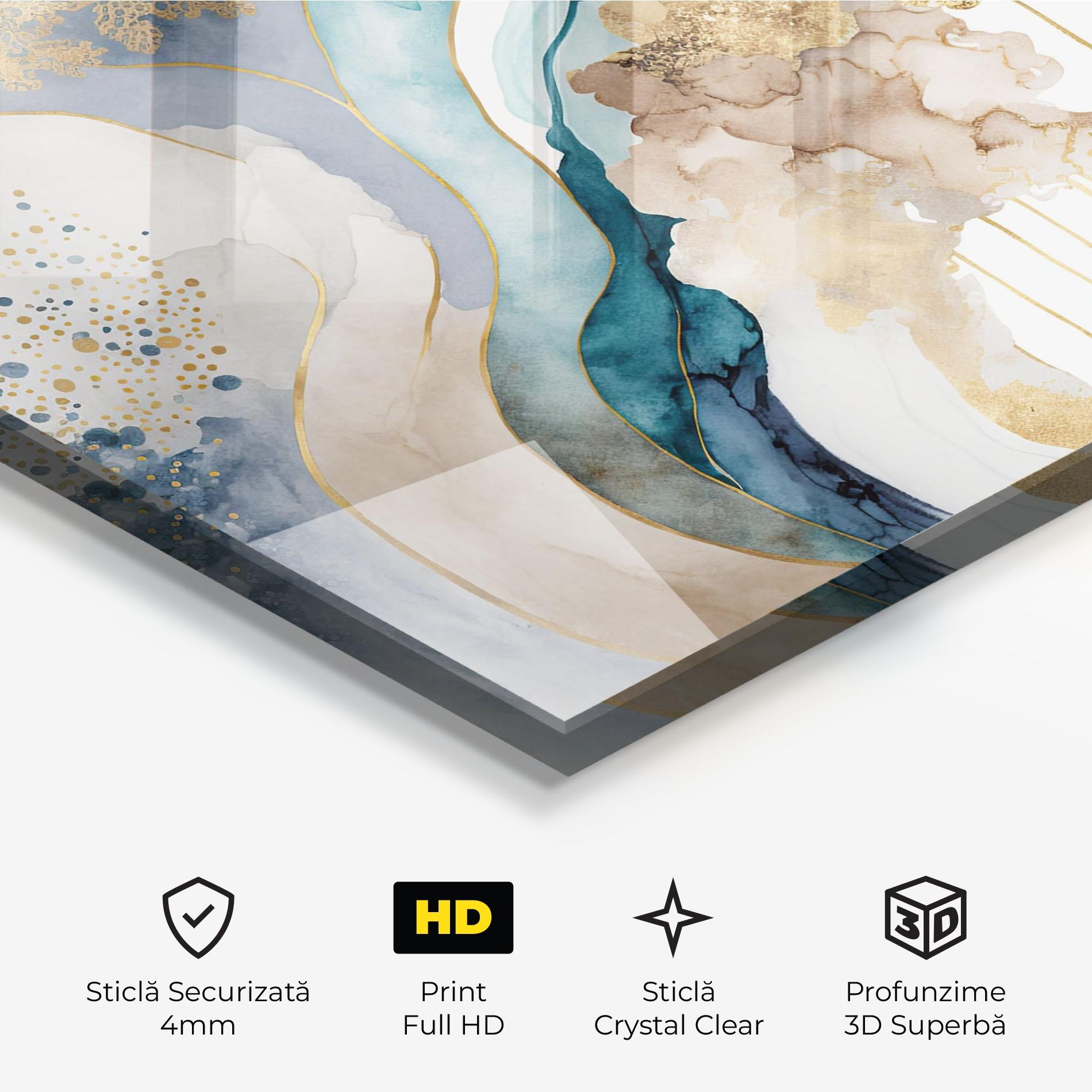 Tablou Sticla Light Blue Waves mockup 3