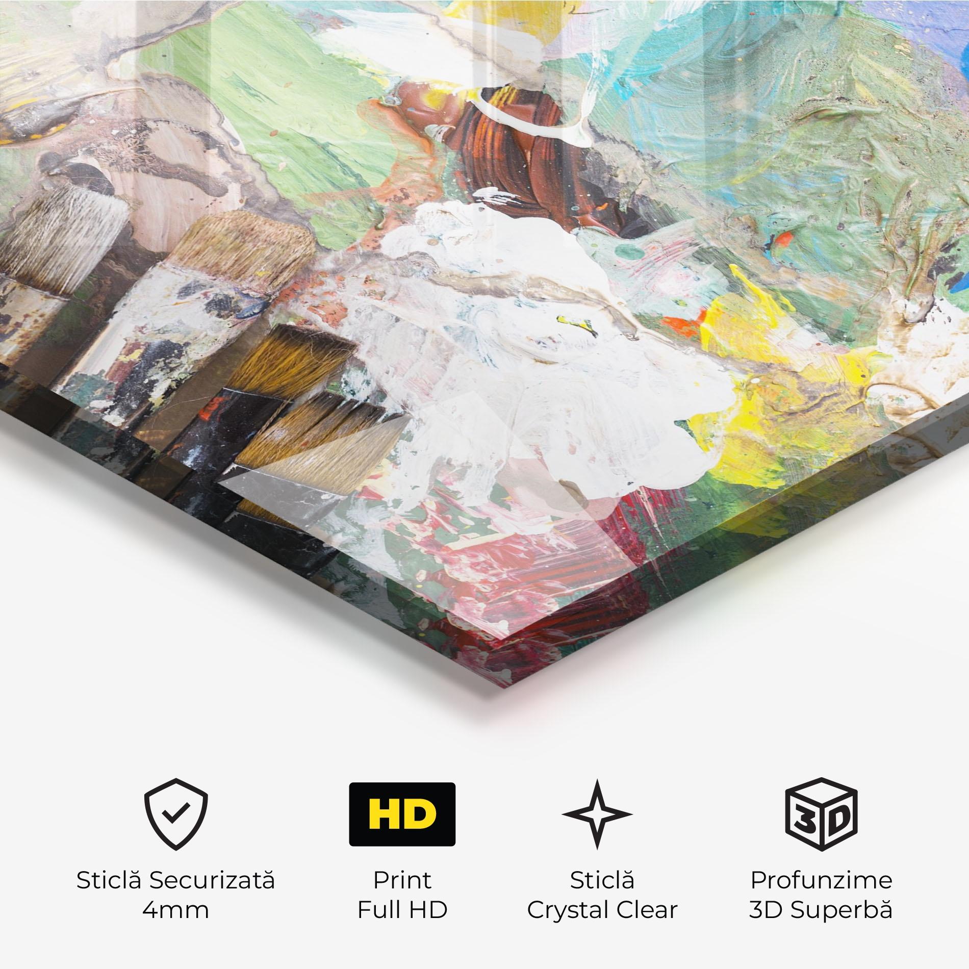 Tablou Sticla Messy Paint Brushes mockup 3