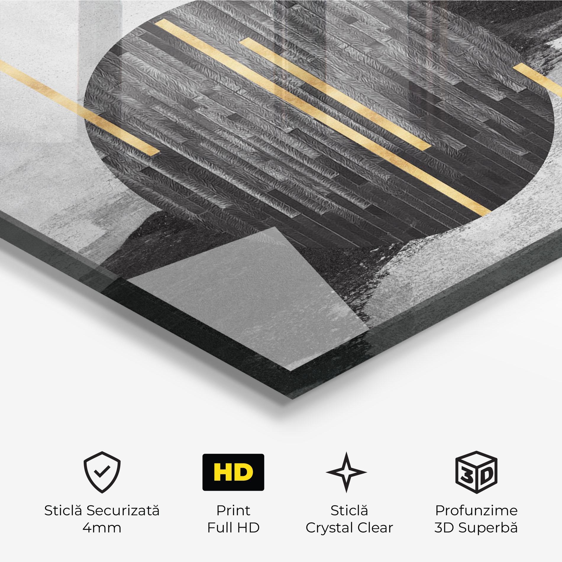 Tablou Sticla Modern Circle With Gold mockup 3