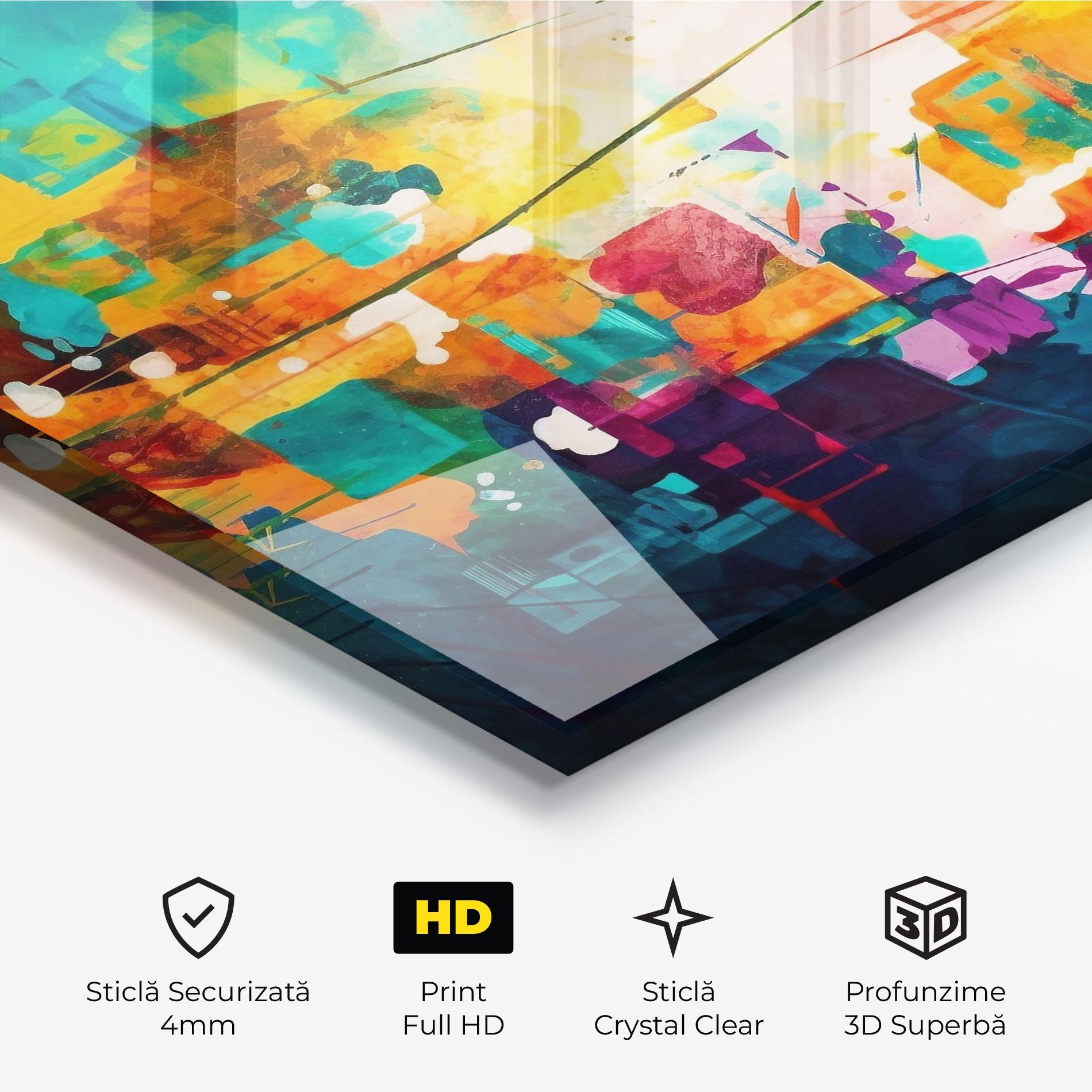 Tablou Sticla Vibrant Colors On Blue Background mockup 3