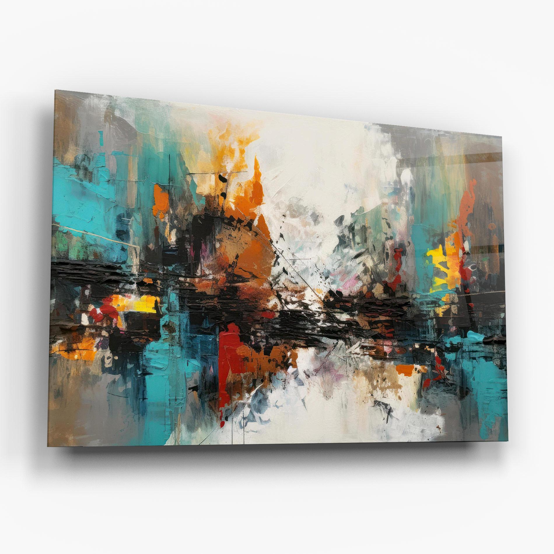 Tablou Sticla Abstract City Painting mockup 6