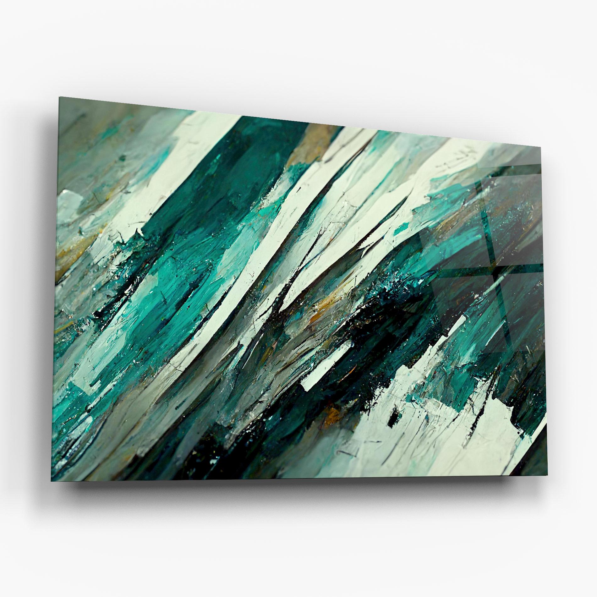 Tablou Sticla Abstract Green Artwork mockup 6