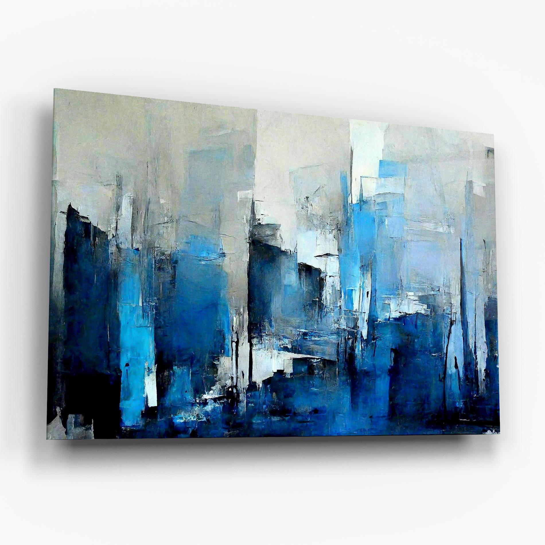 Tablou Sticla Blue Gray Color mockup 6