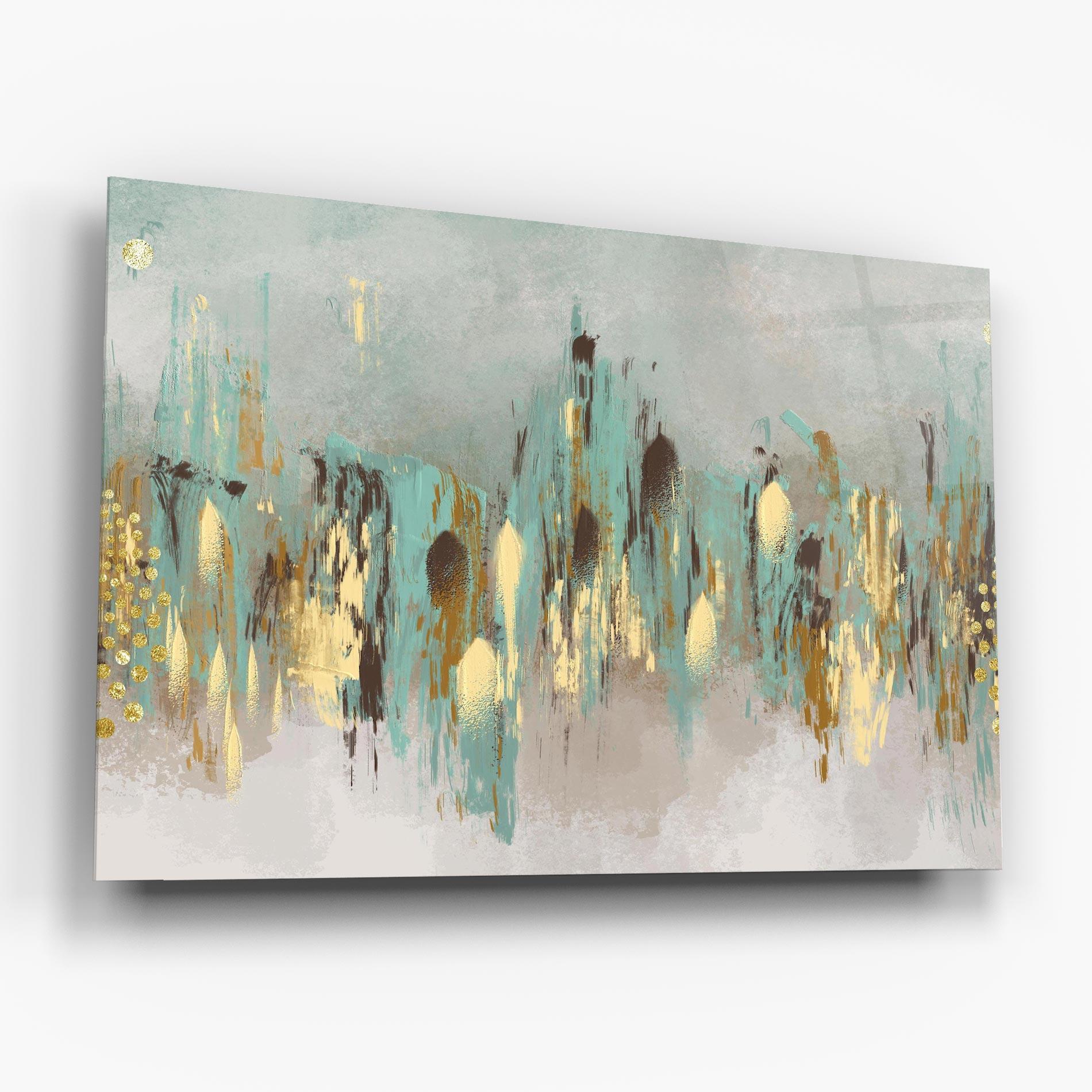 Tablou Sticla Gold Spiral Points mockup 6