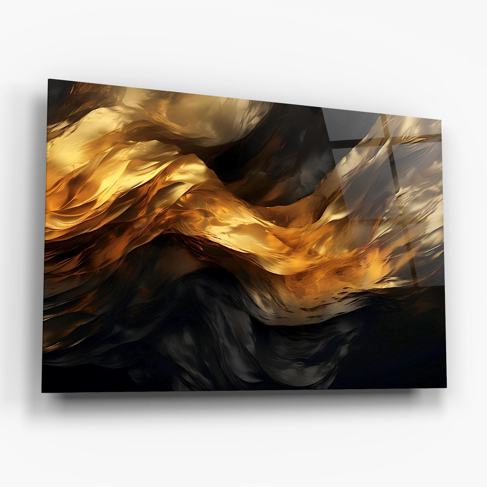 Tablou Sticla Golden Waves With Black mockup 6