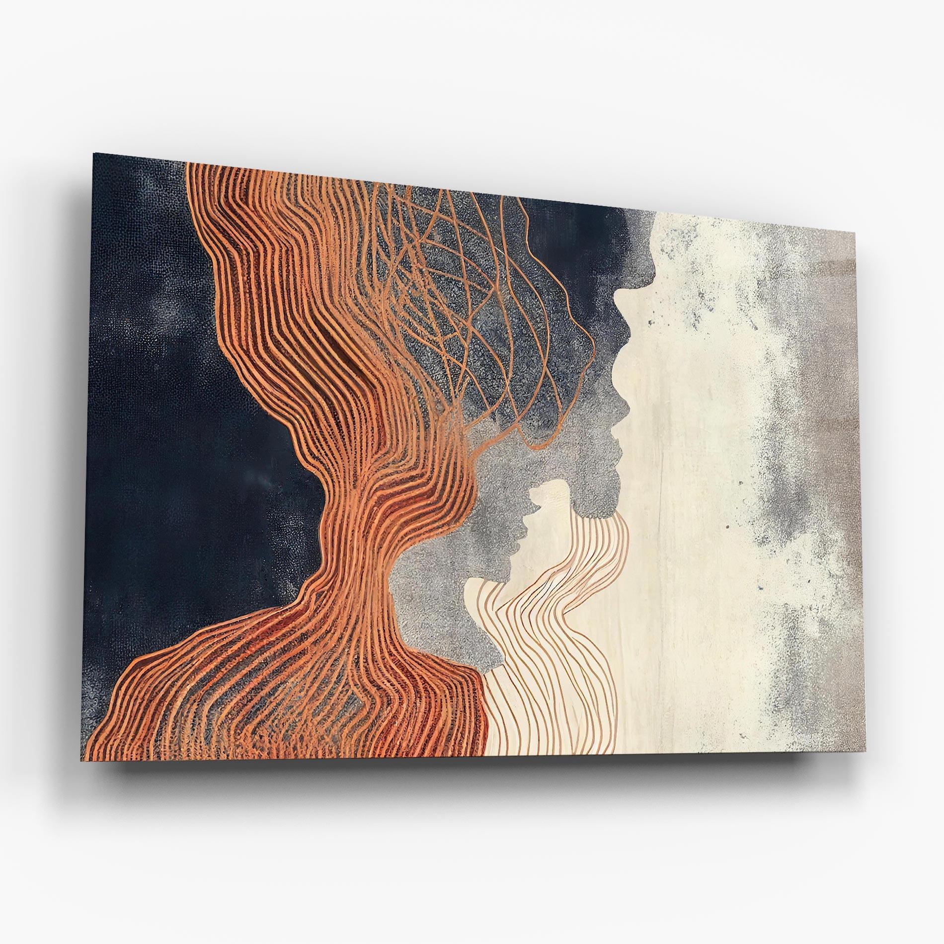 Tablou Sticla Orange Lines On Blue mockup 6