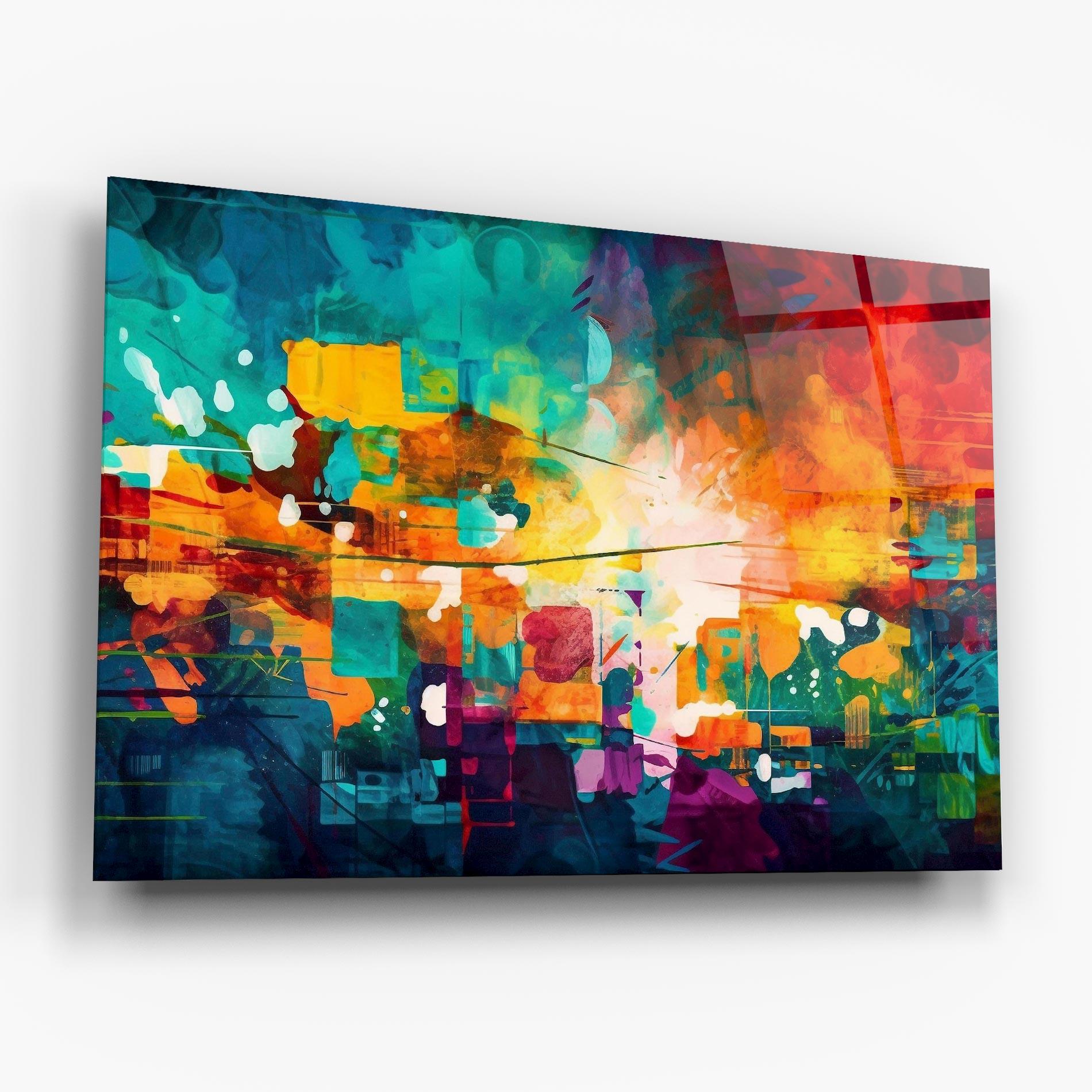 Tablou Sticla Vibrant Colors On Blue Background mockup 6