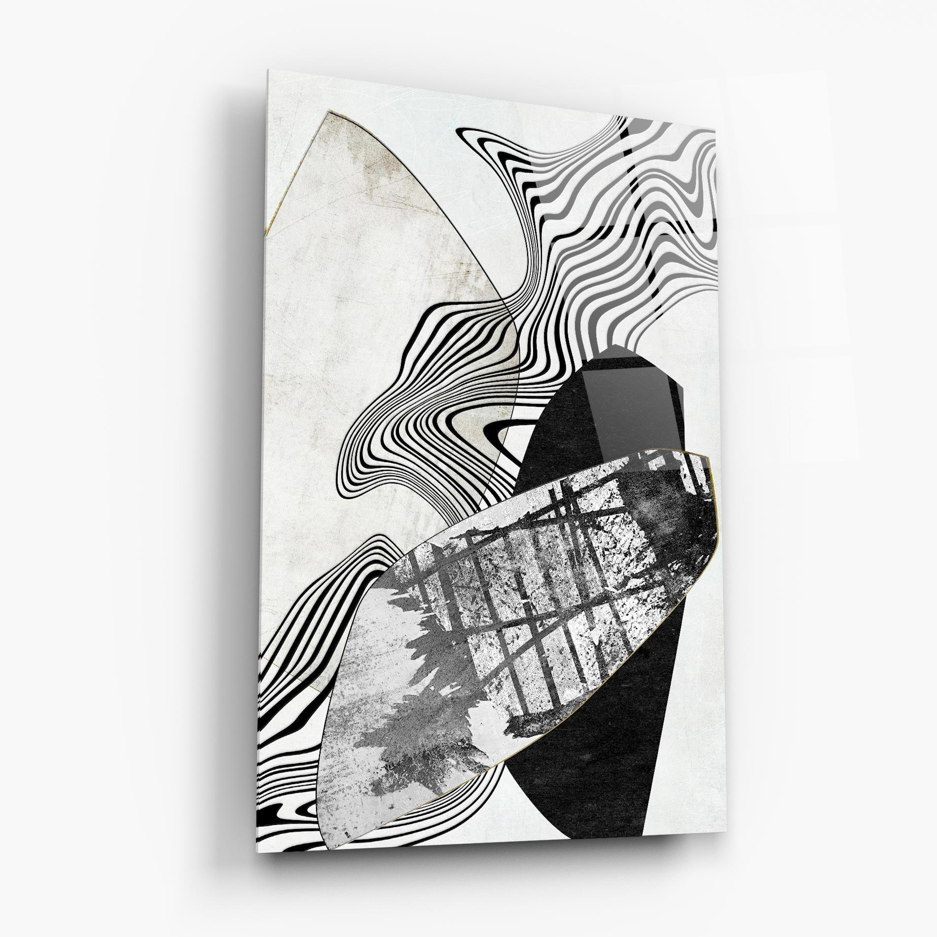 Tablou Sticla Abstract Black Lines mockup 6