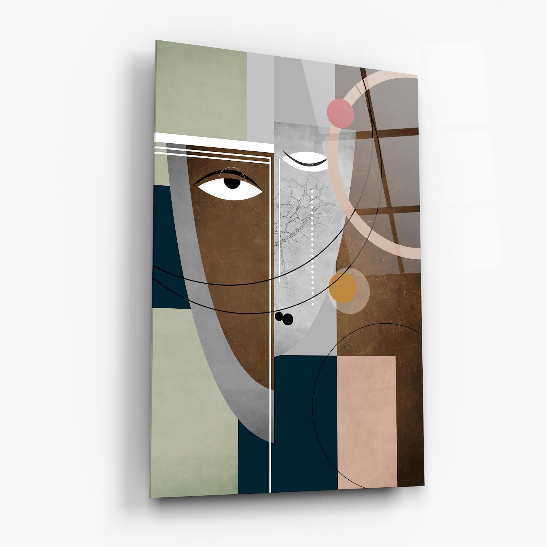 Tablou Sticla Abstract Brown Face mockup 6