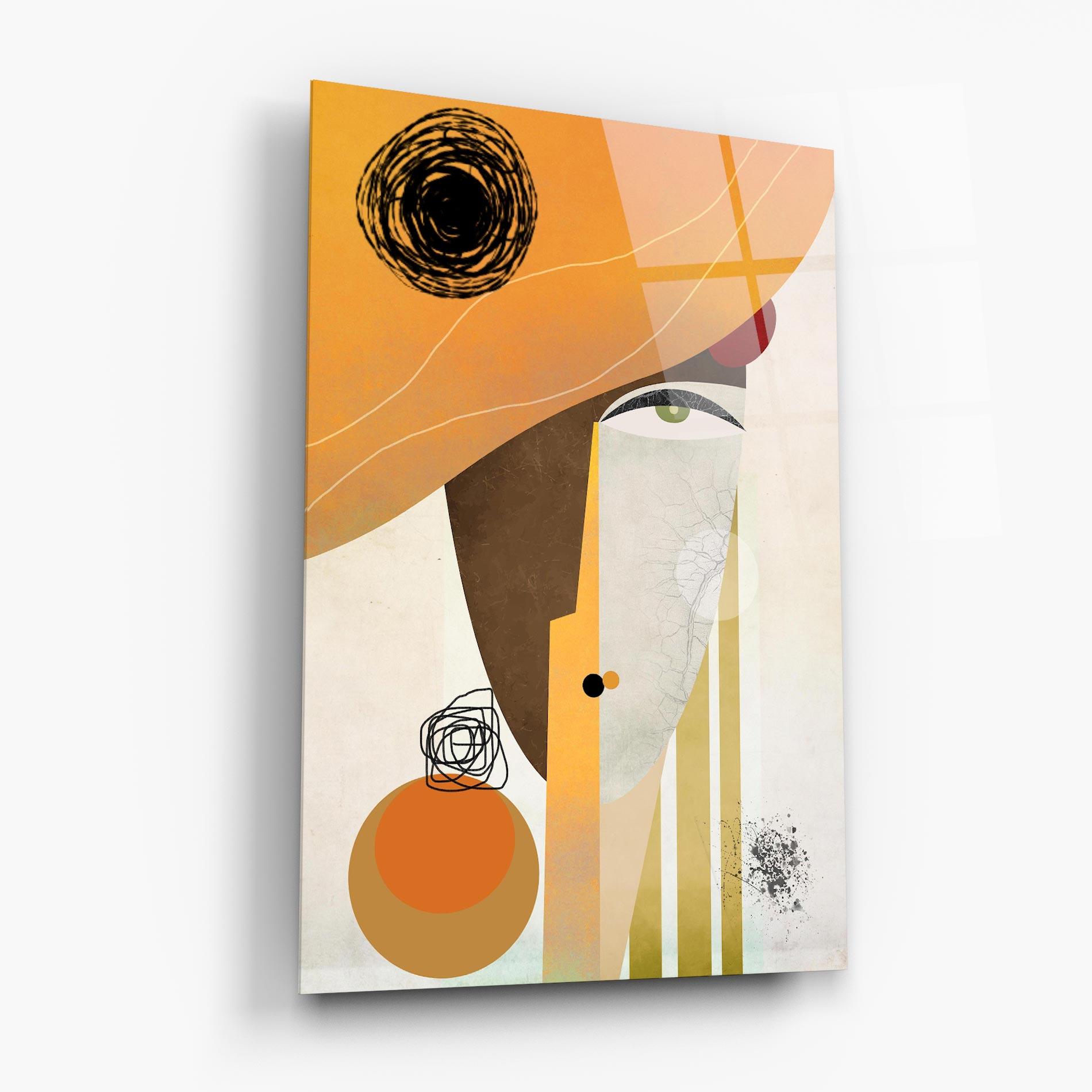 Tablou Sticla Abstract Orange Face mockup 6