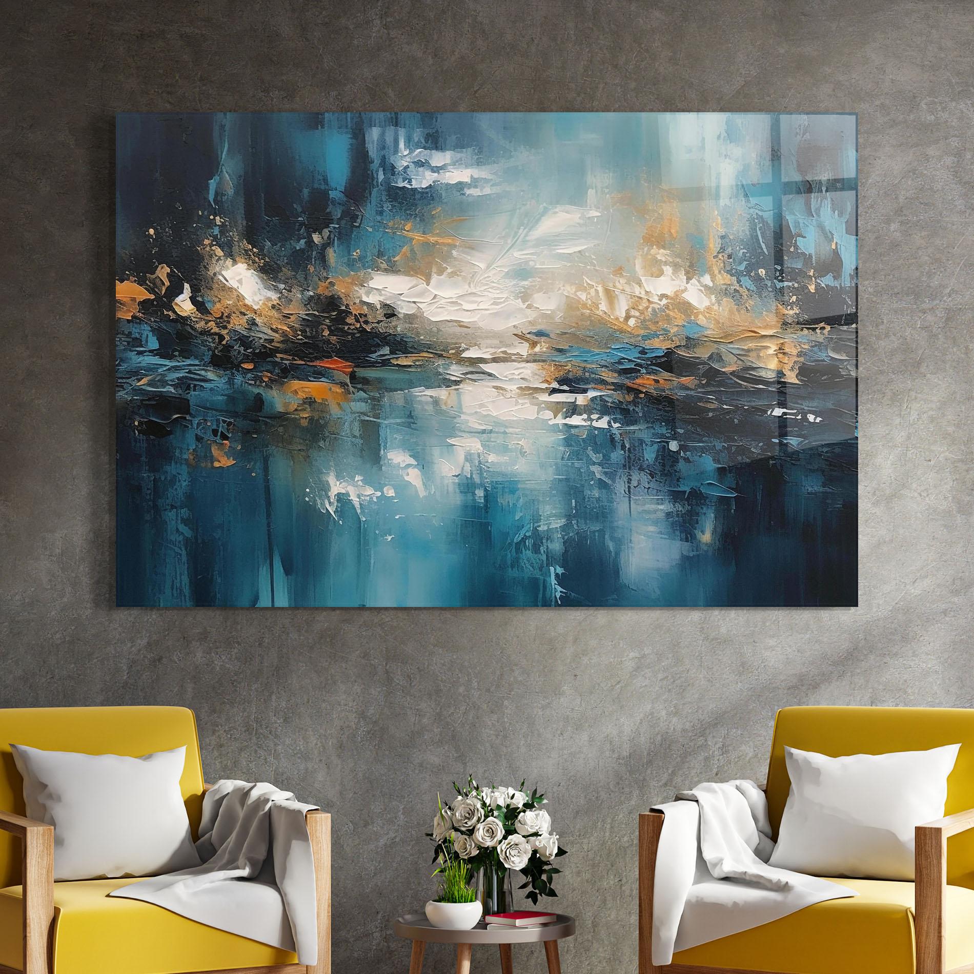 Tablou Sticla Abstract Blue Art mockup 4