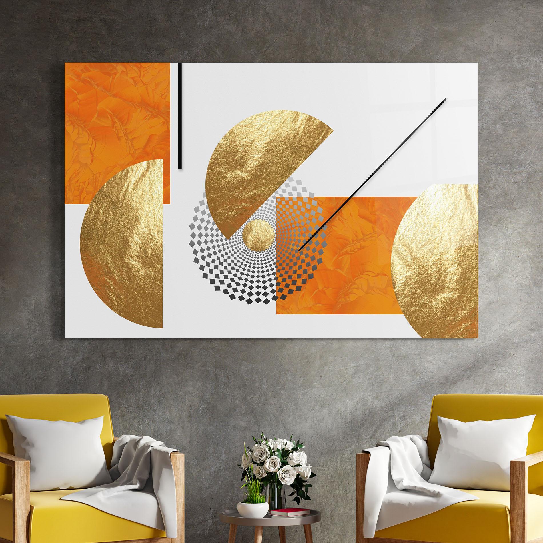 Tablou Sticla Beautiful Gold Shapes mockup 4