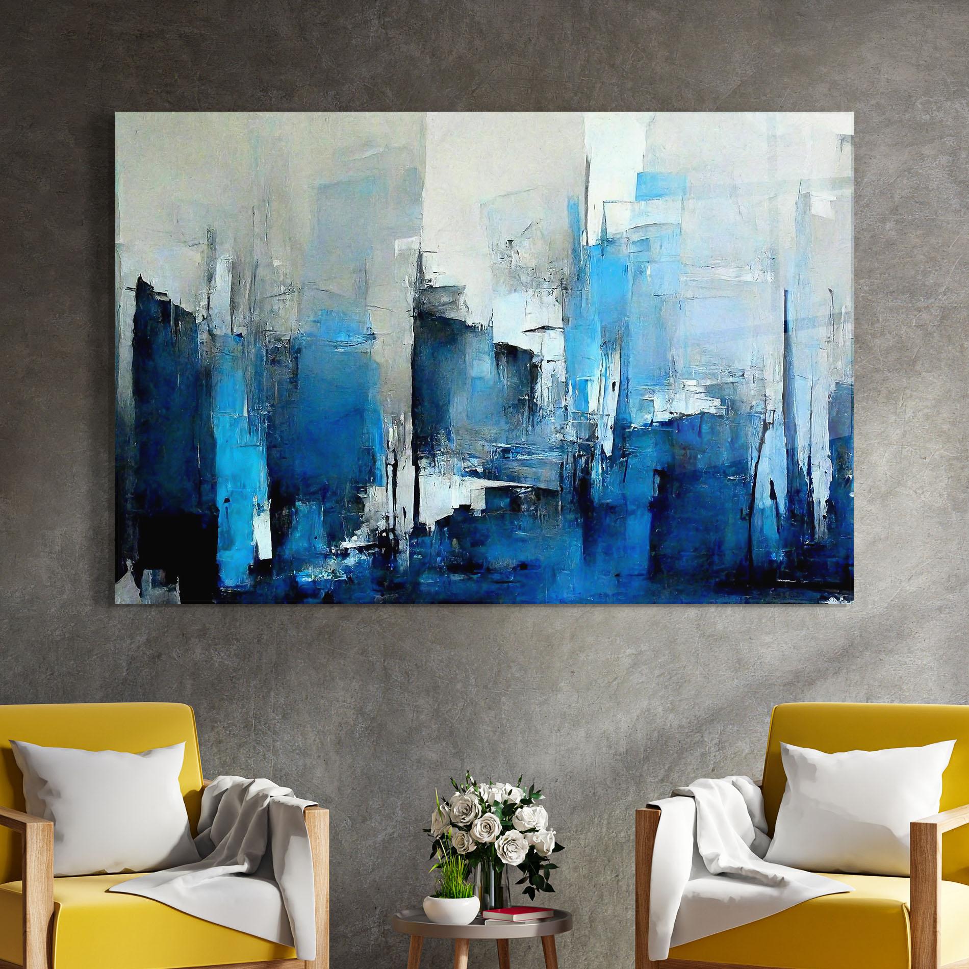 Tablou Sticla Blue Gray Color mockup 4