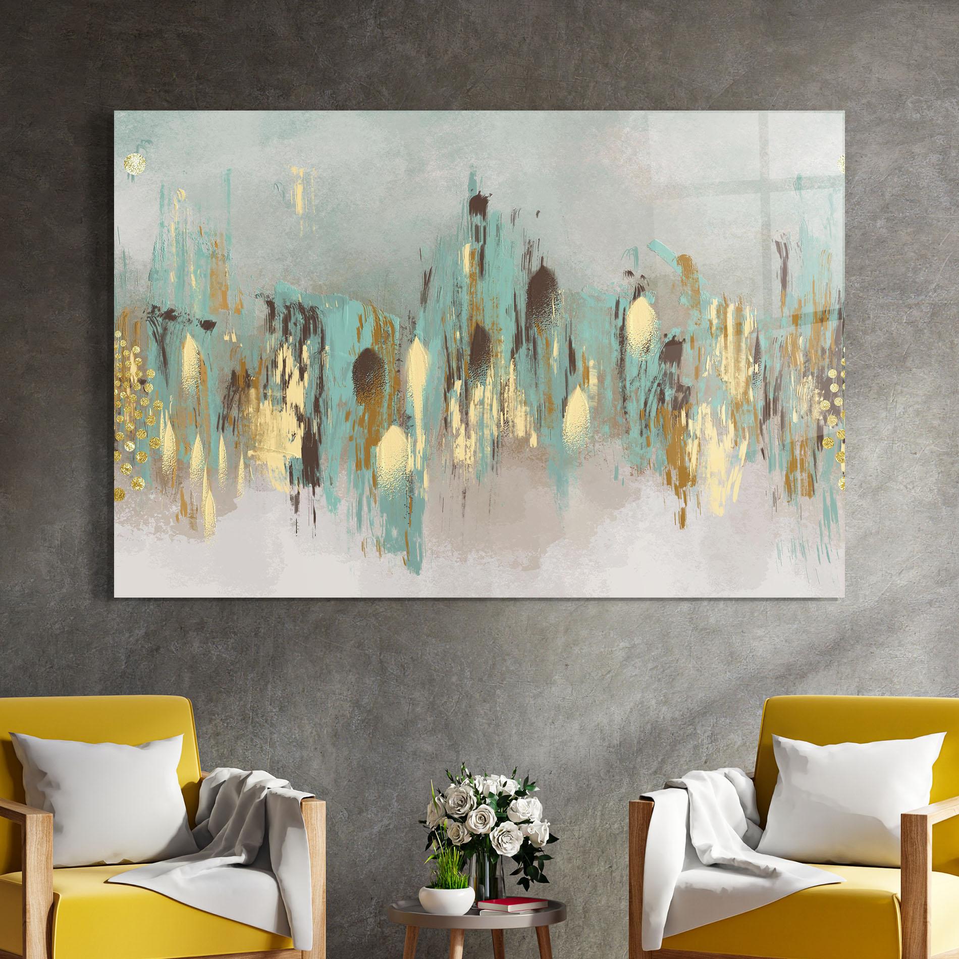 Tablou Sticla Gold Spiral Points mockup 4