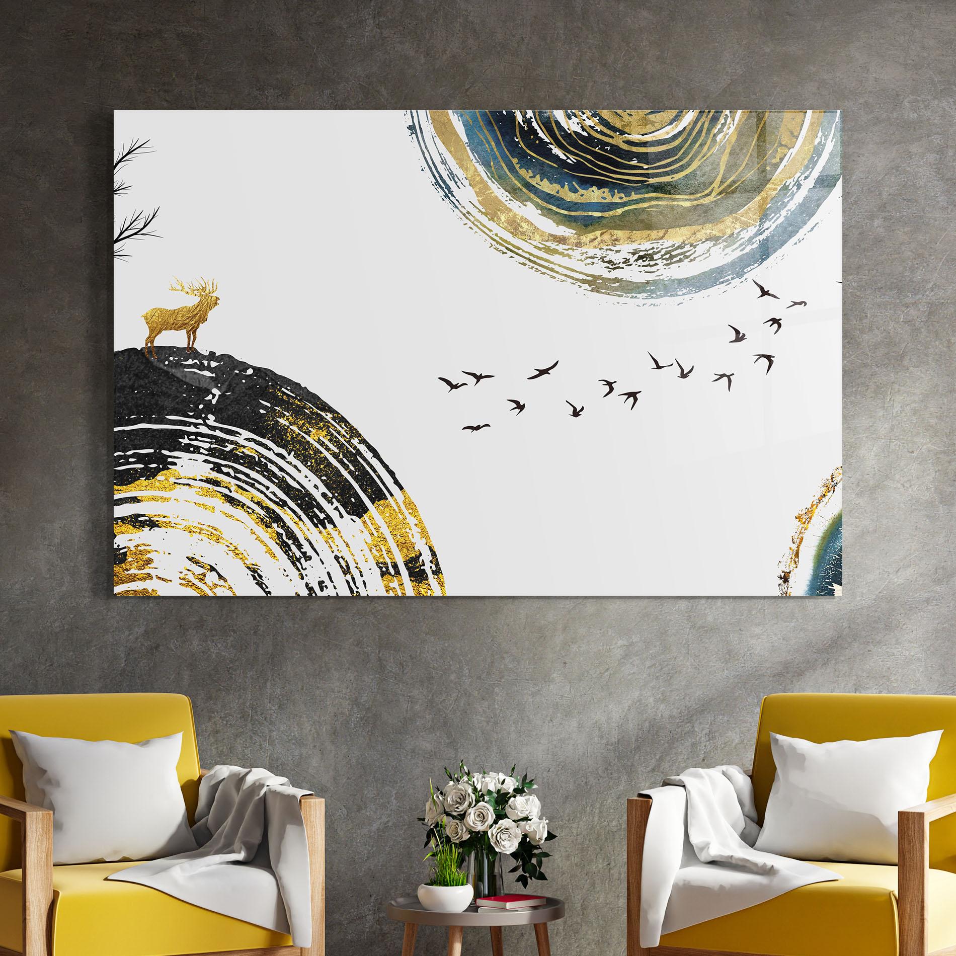 Tablou Sticla Golden Deer mockup 4