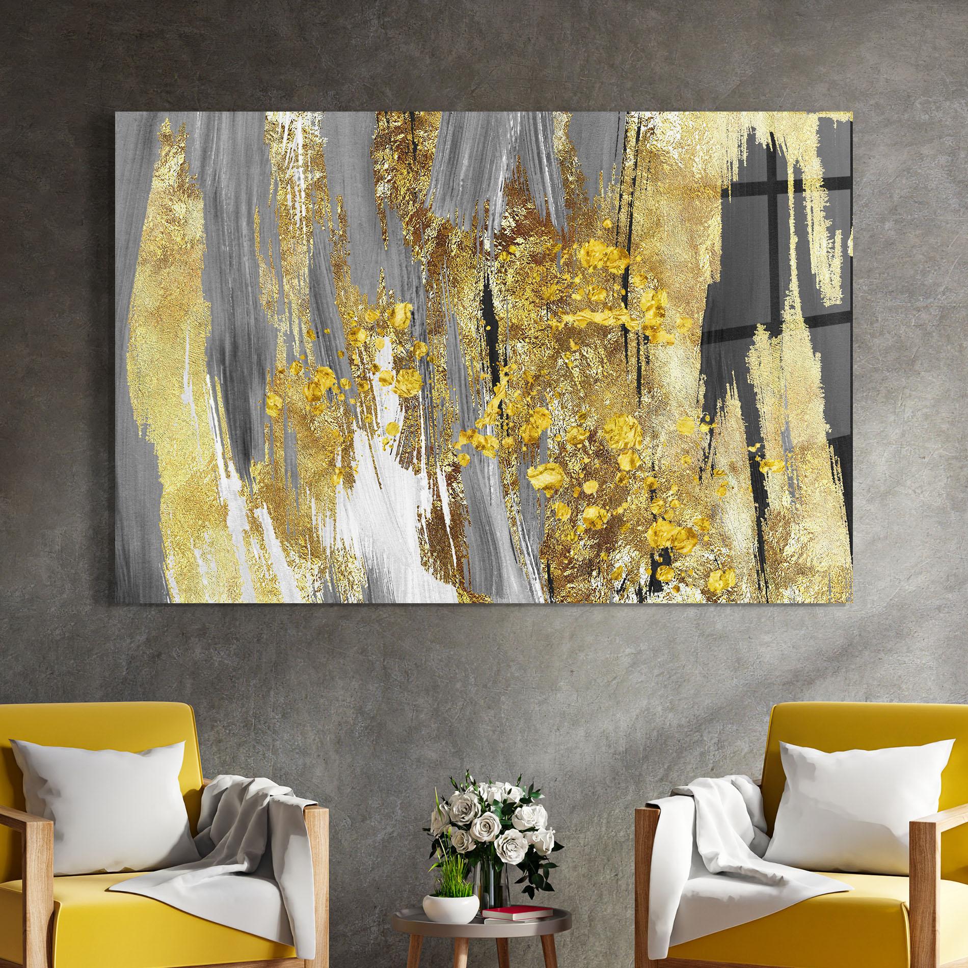 Tablou Sticla Golden Grfey Lines mockup 4