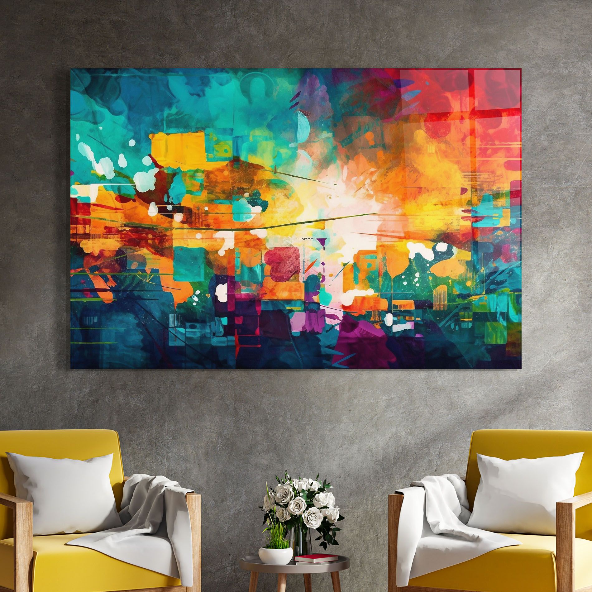 Vibrant Colors On Blue Background mockup 4