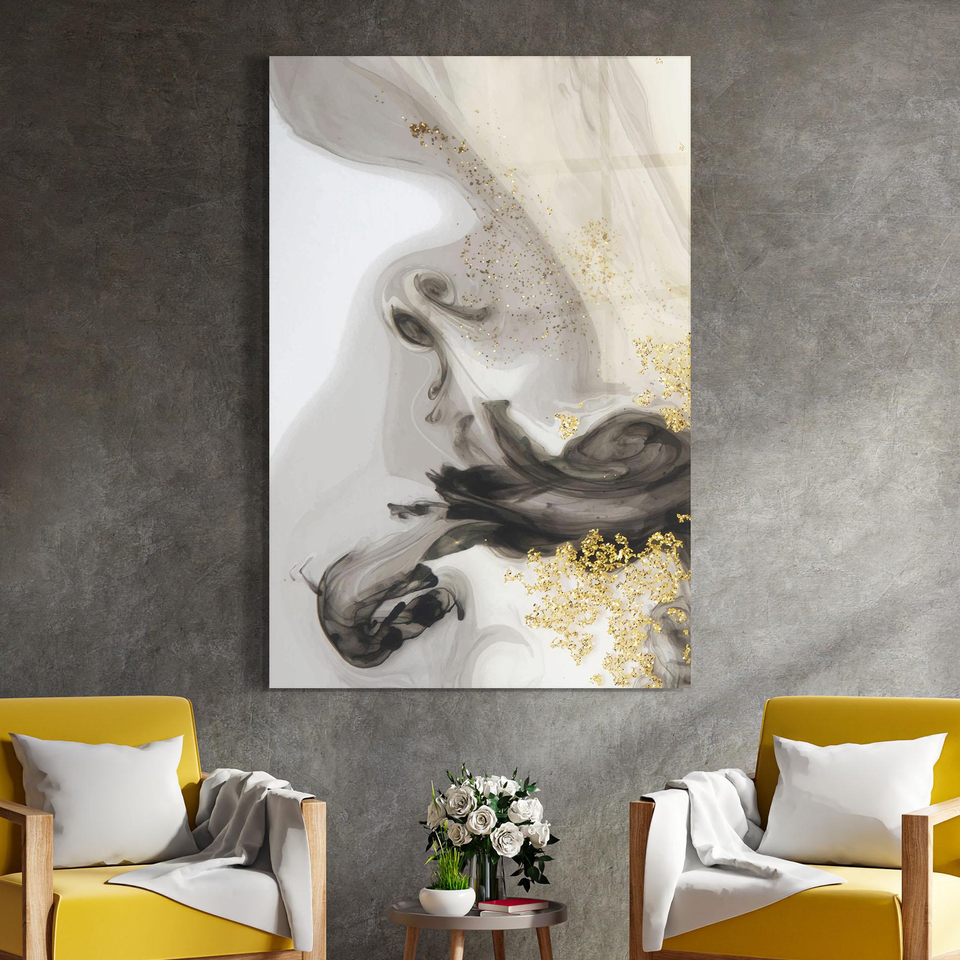 Tablou Sticla Gold Glitter Watercolor mockup 4