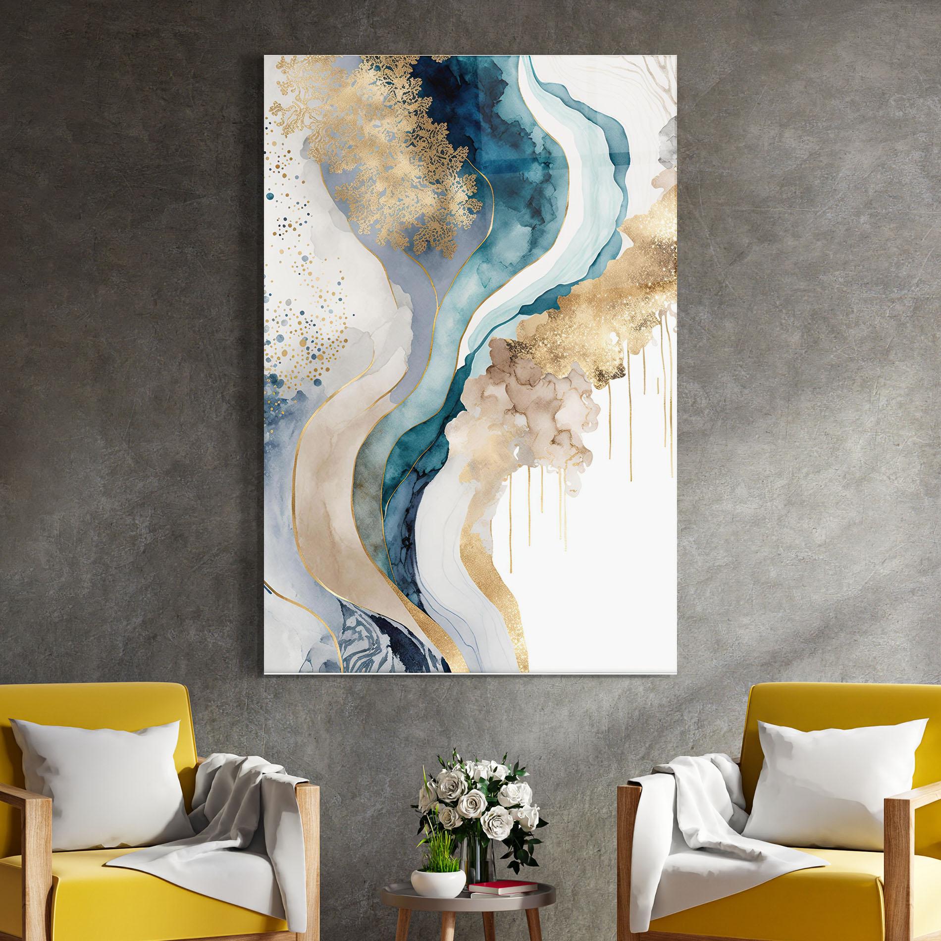 Tablou Sticla Light Blue Waves mockup 4