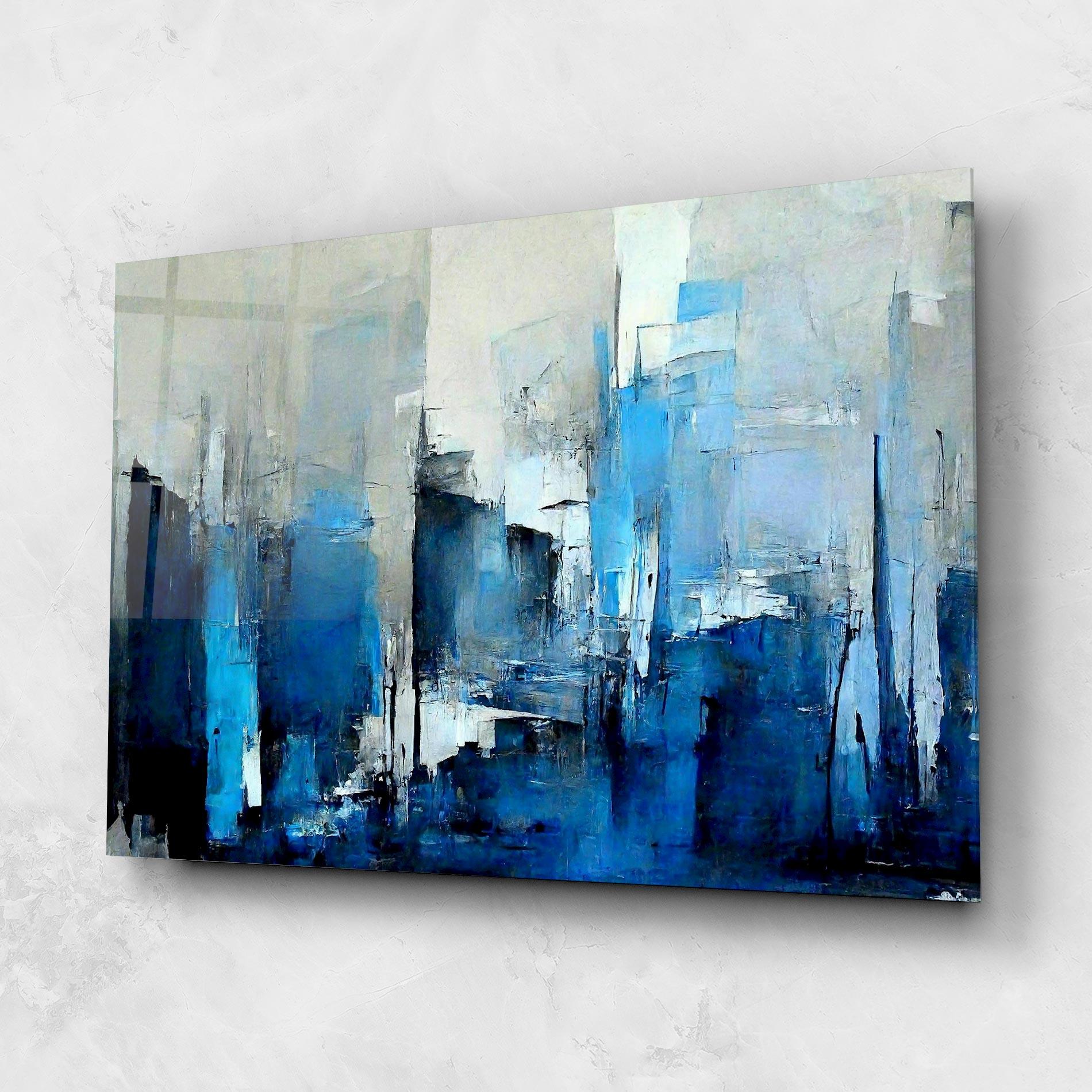 Tablou Sticla Blue Gray Color mockup 1