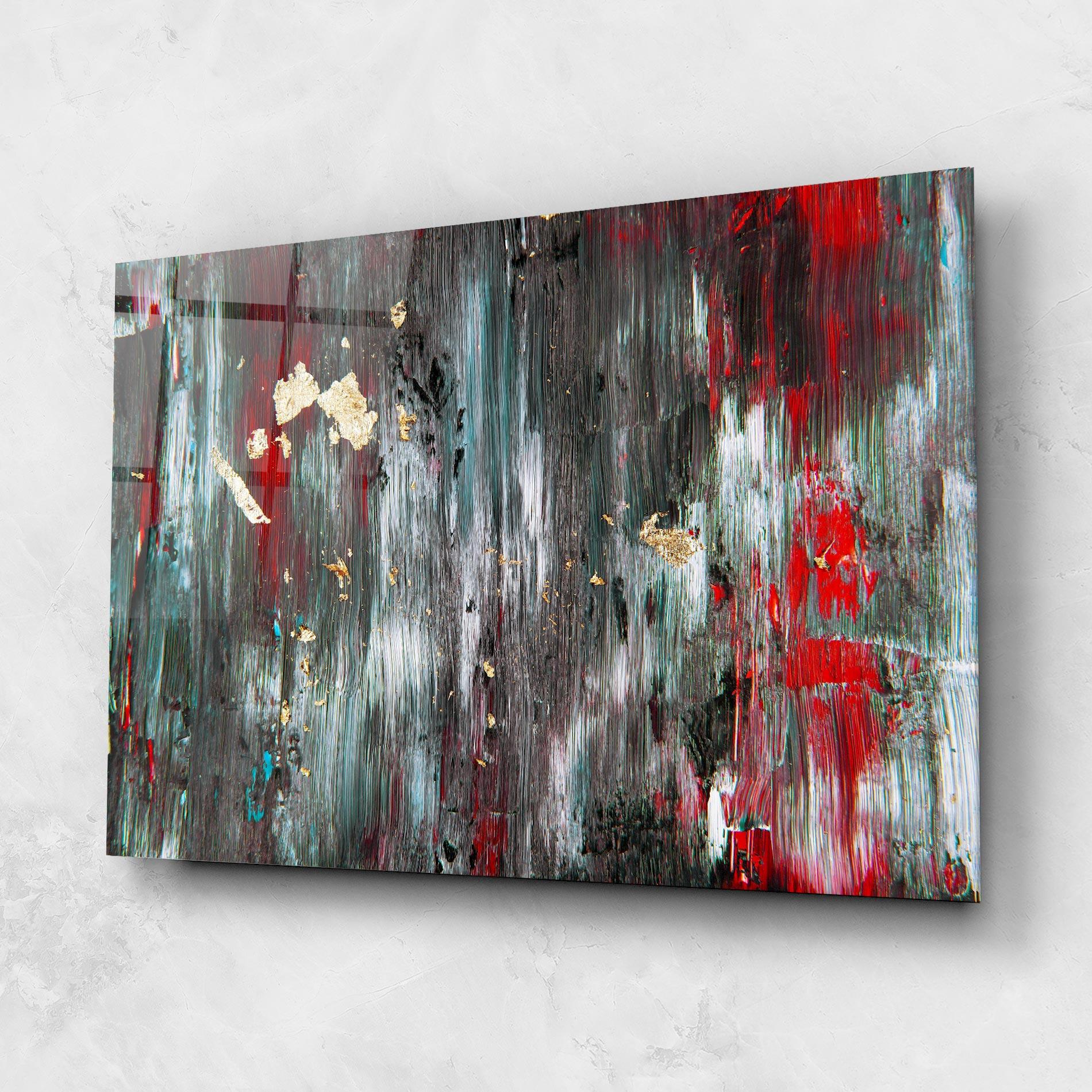 Tablou Sticla Grey With Red Painting mockup 1