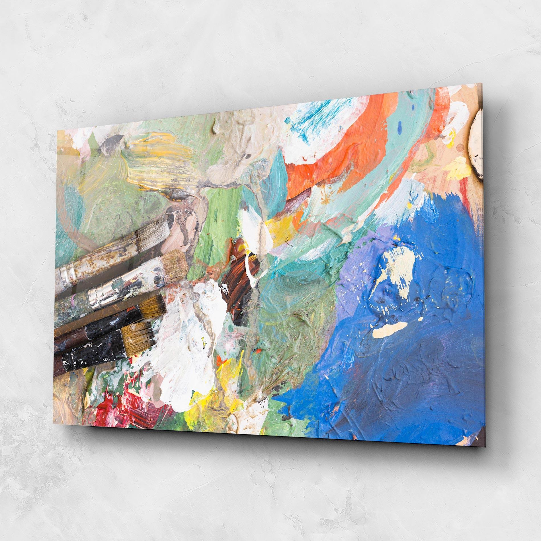 Tablou Sticla Messy Paint Brushes mockup 1