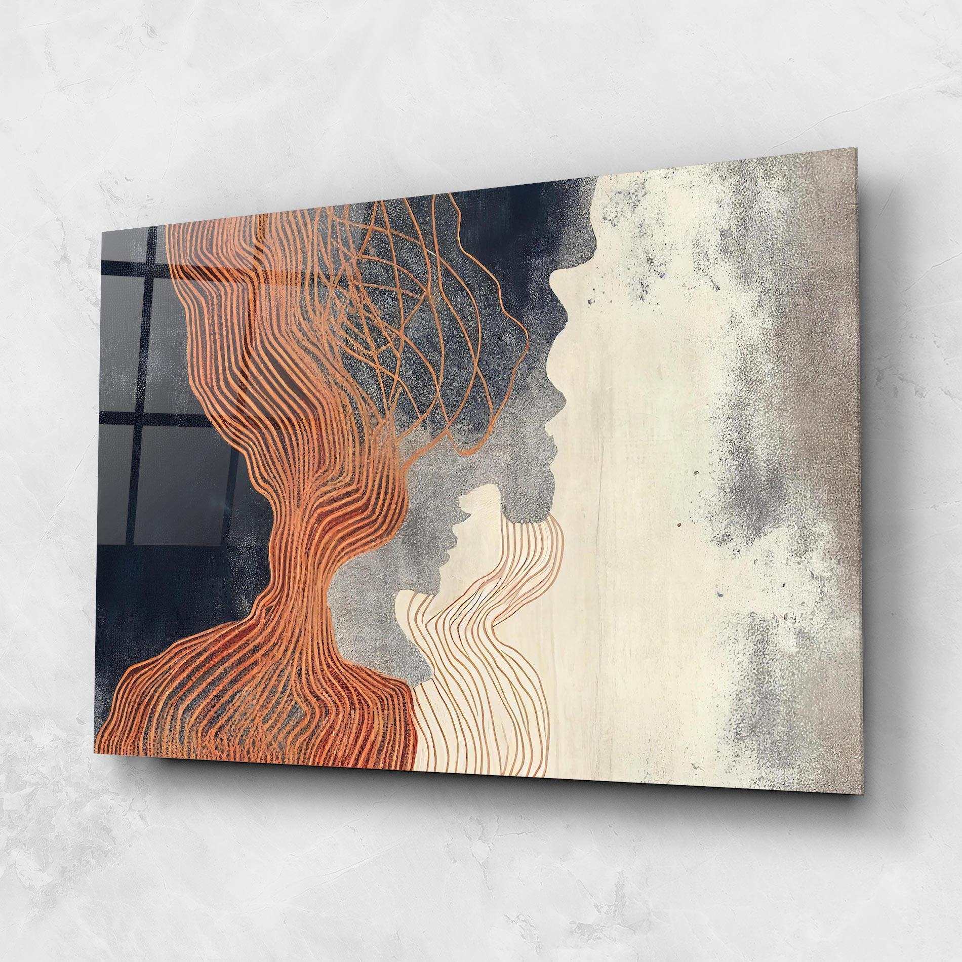 Tablou Sticla Orange Lines On Blue mockup 1