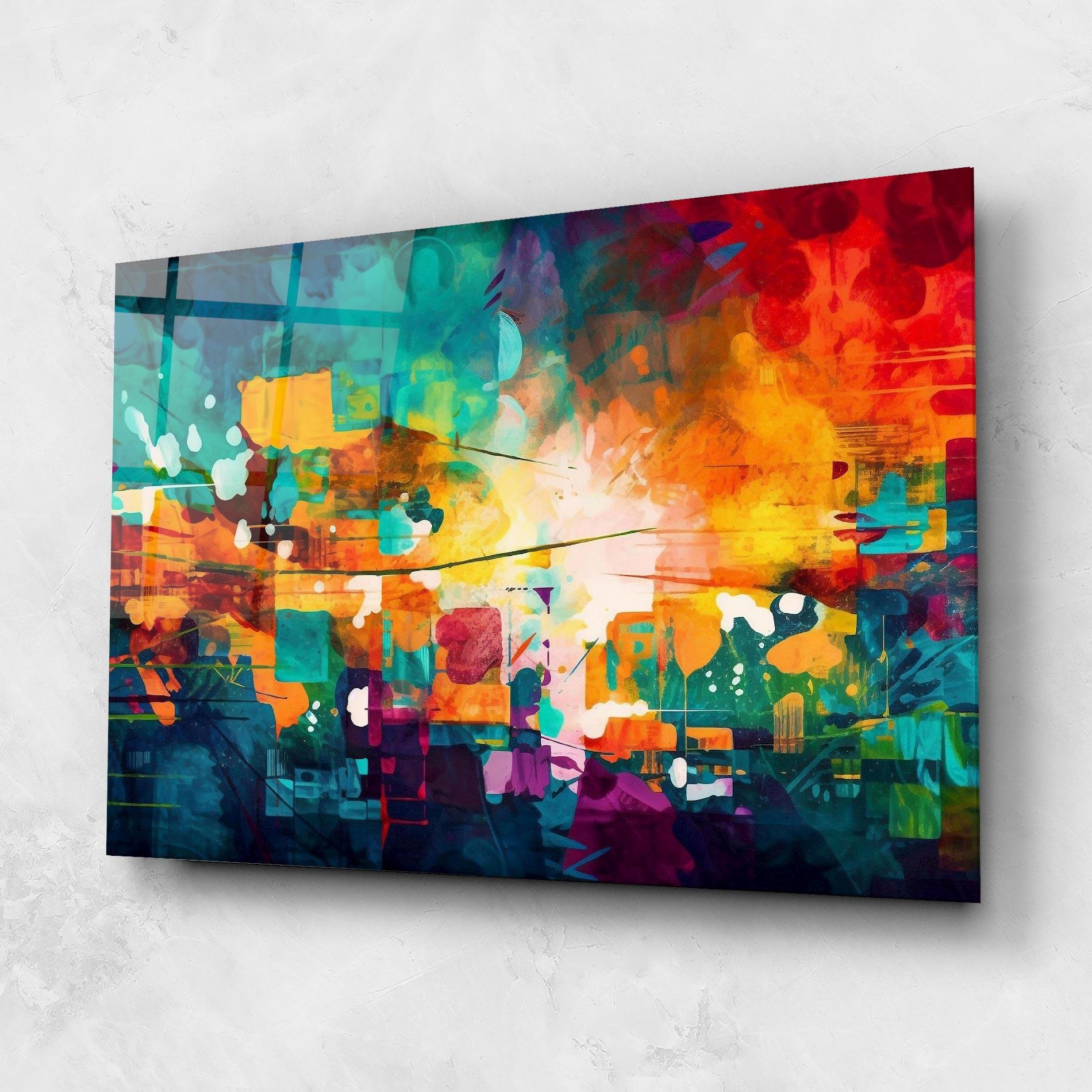 Tablou Sticla Vibrant Colors On Blue Background mockup 1