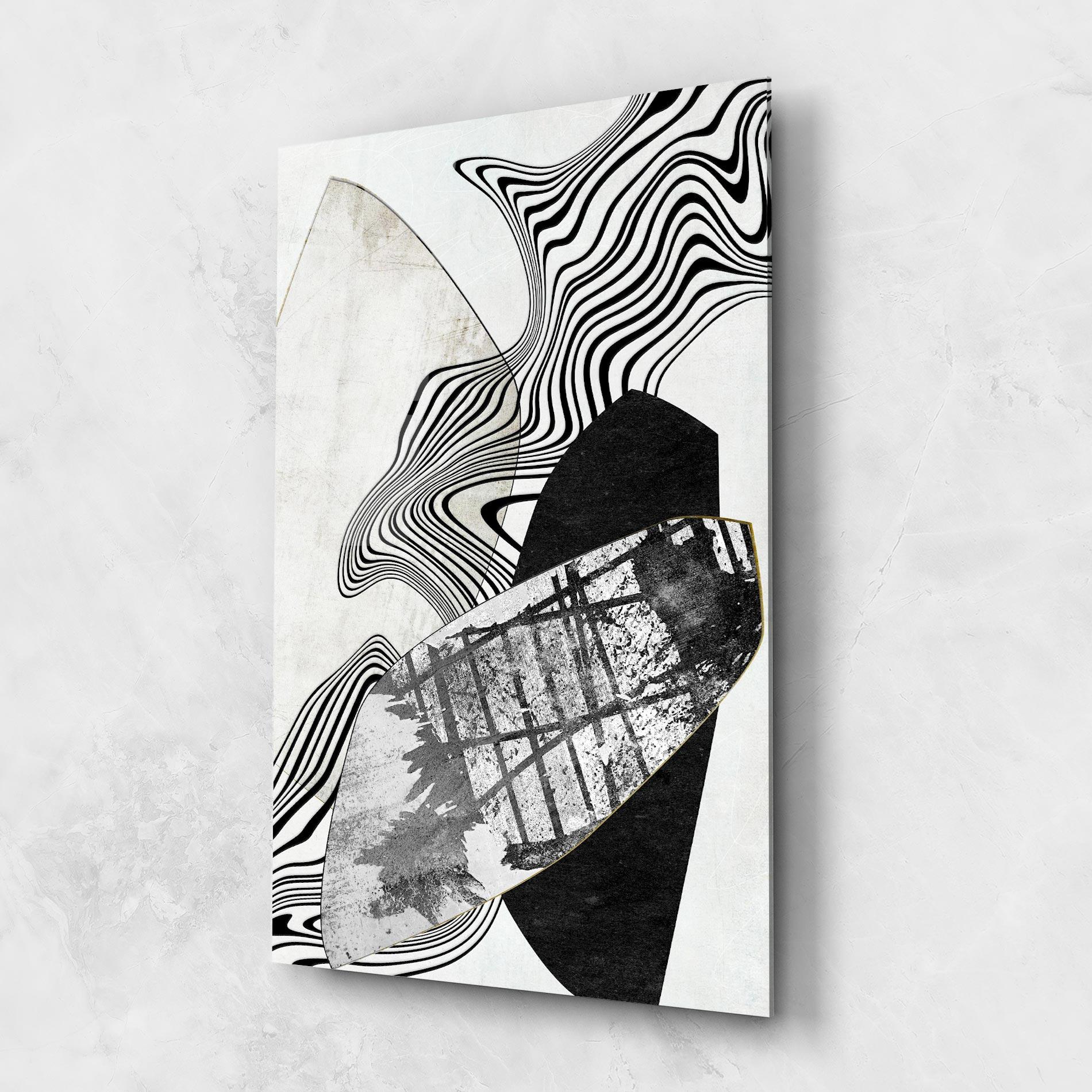 Tablou Sticla Abstract Black Lines mockup 1
