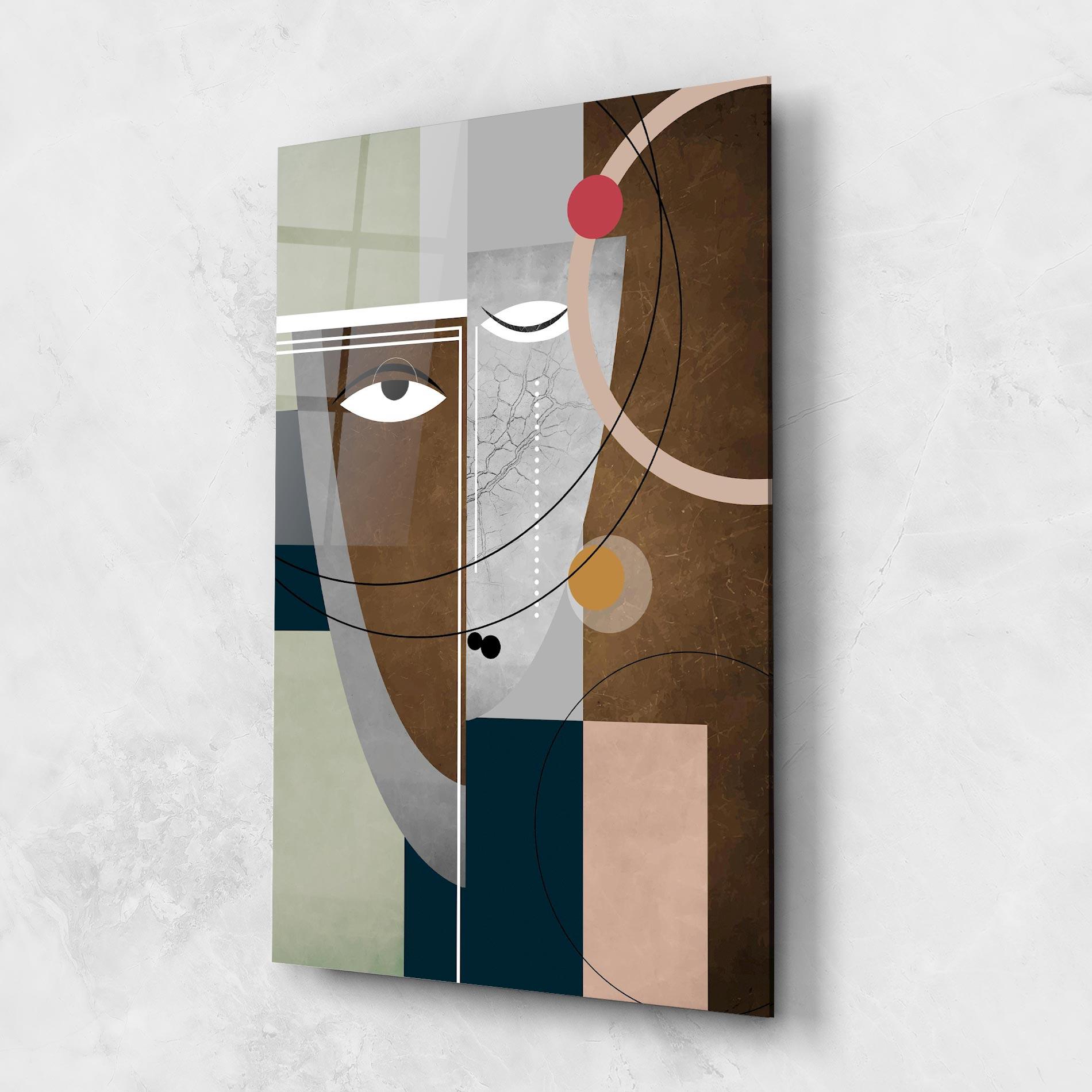 Tablou Sticla Abstract Brown Face mockup 1