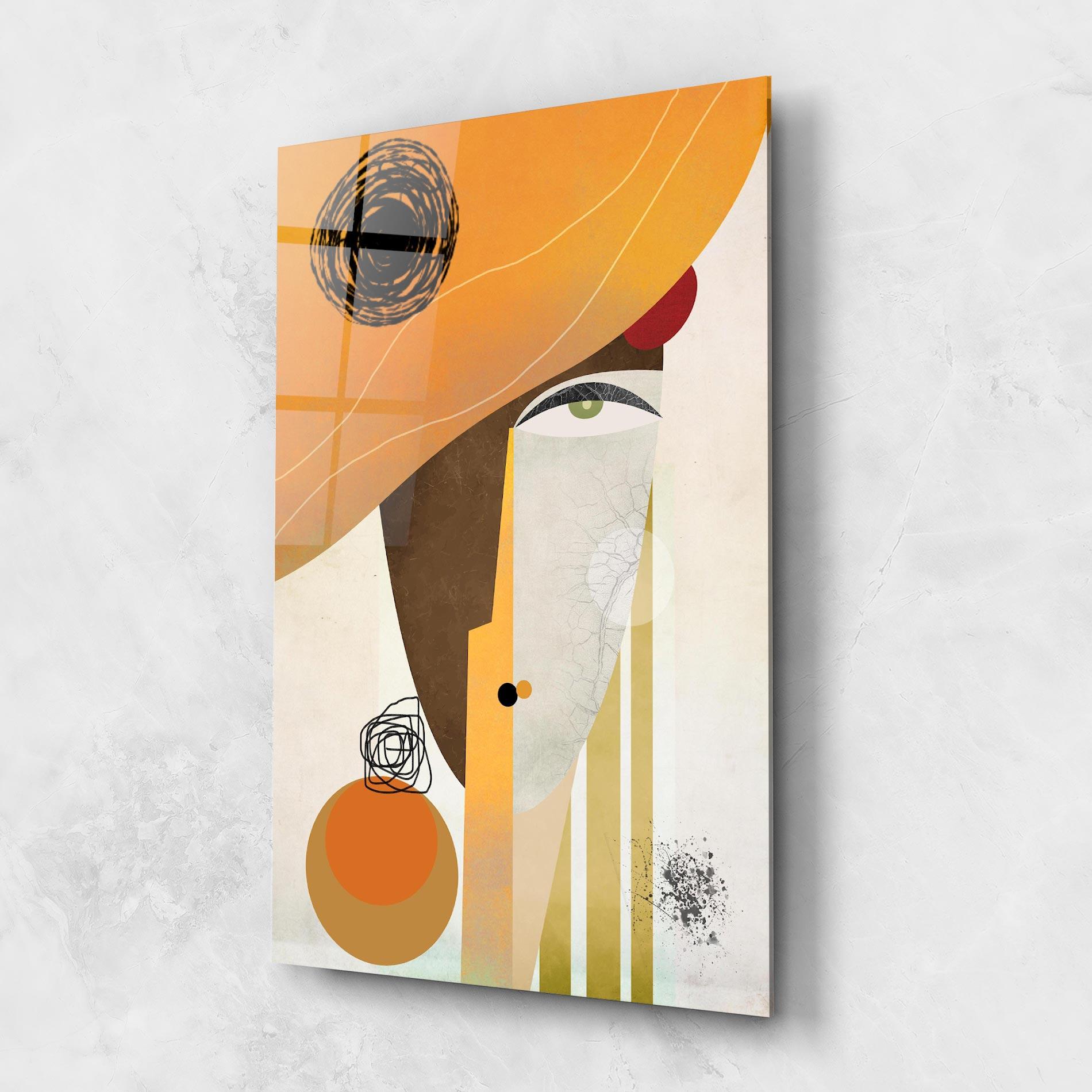 Tablou Sticla Abstract Orange Face mockup 1