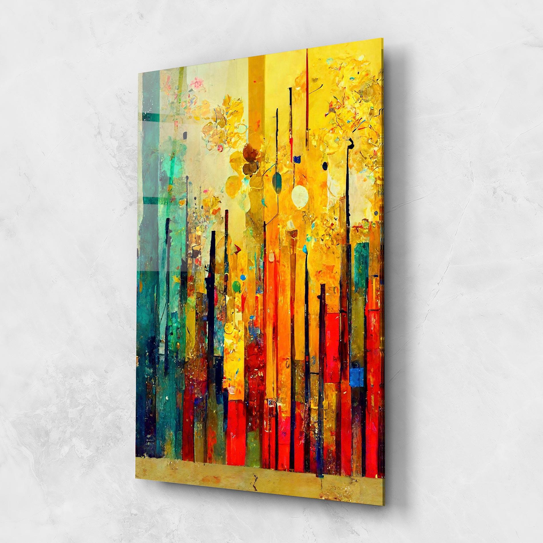 Tablou Sticla Black Lines On Yellow Light mockup 1