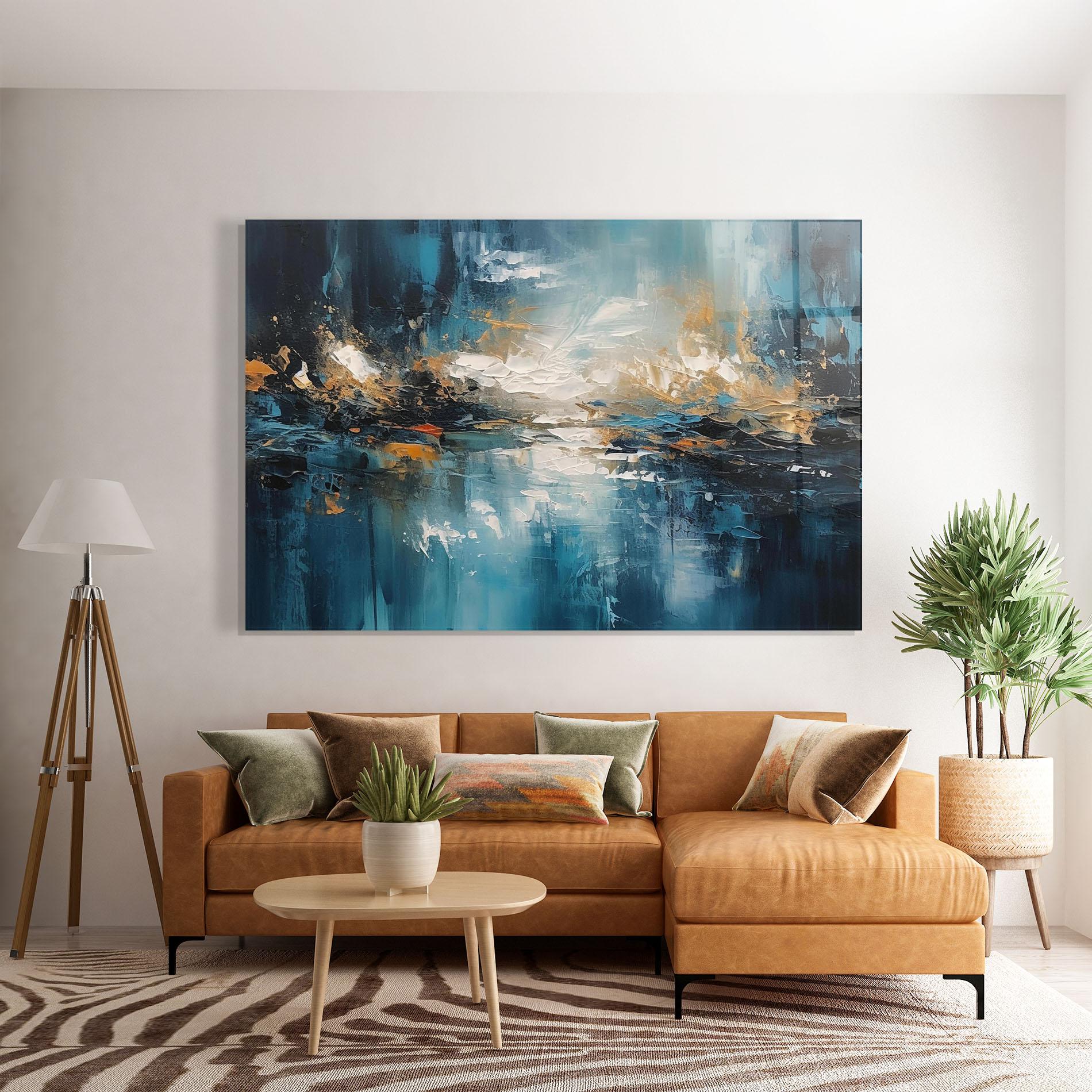 Tablou Sticla Abstract Blue Art mockup 7