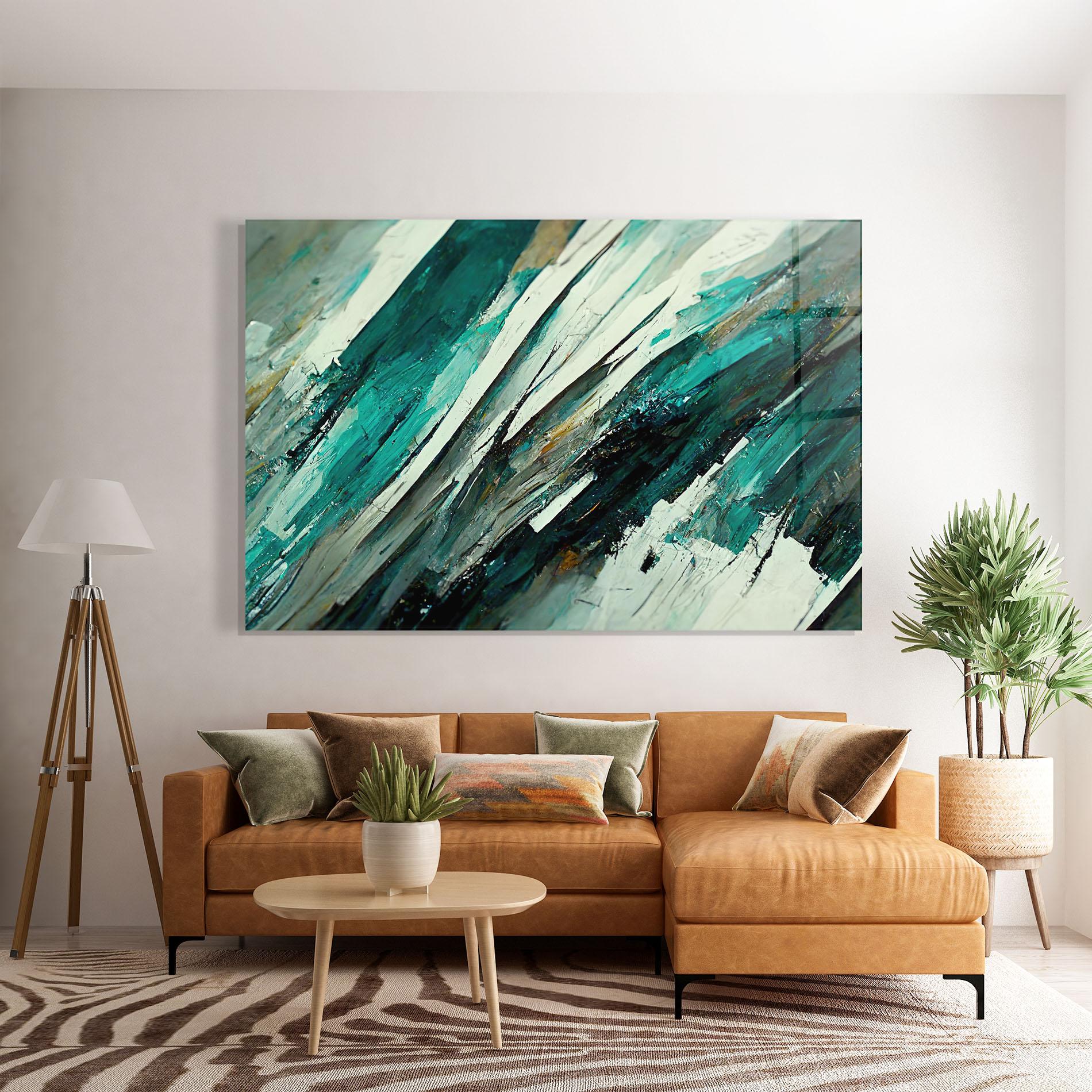 Tablou Sticla Abstract Green Artwork mockup 7