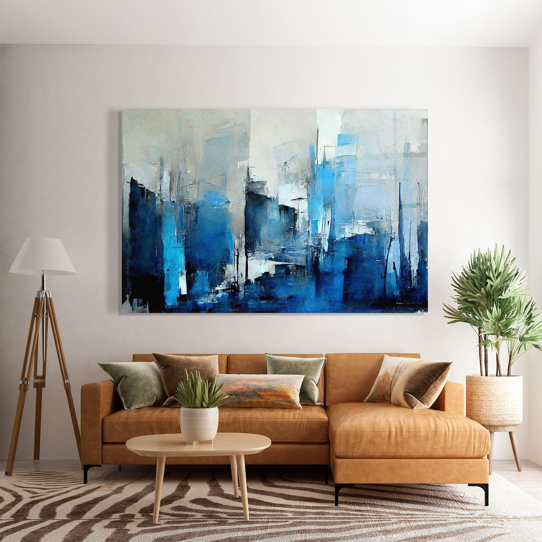 Tablou Sticla Blue Gray Color mockup 7