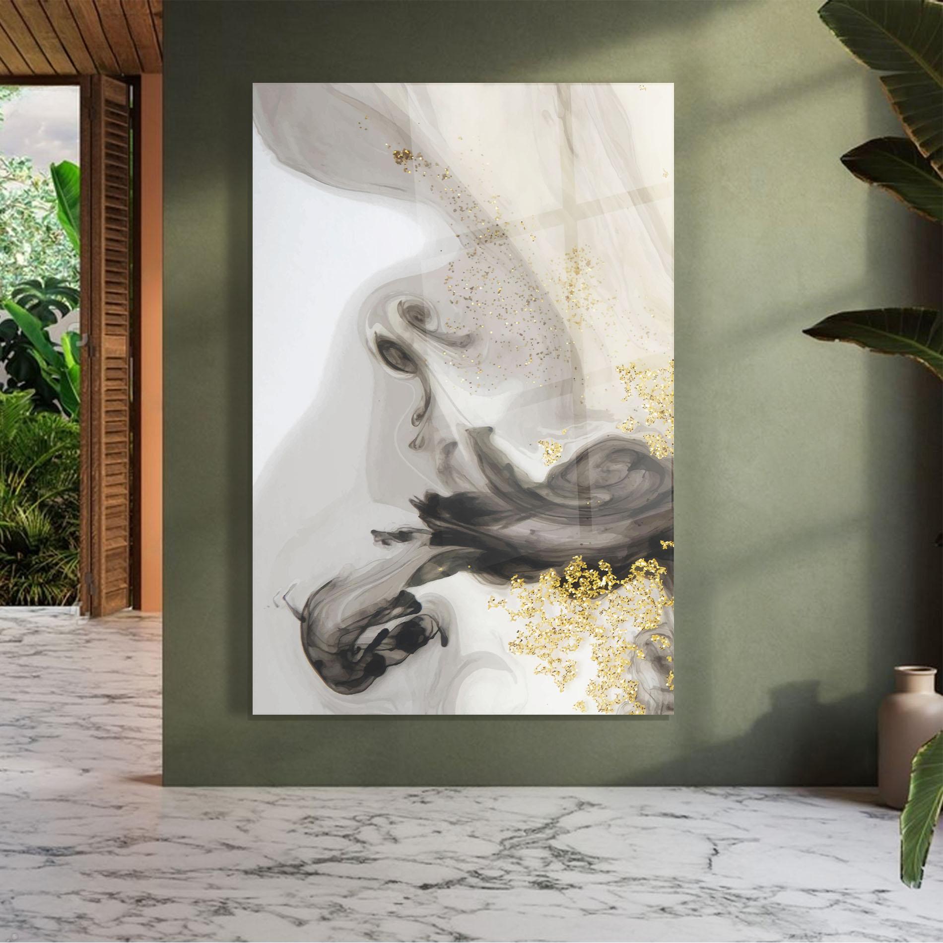 Tablou Sticla Gold Glitter Watercolor mockup 7