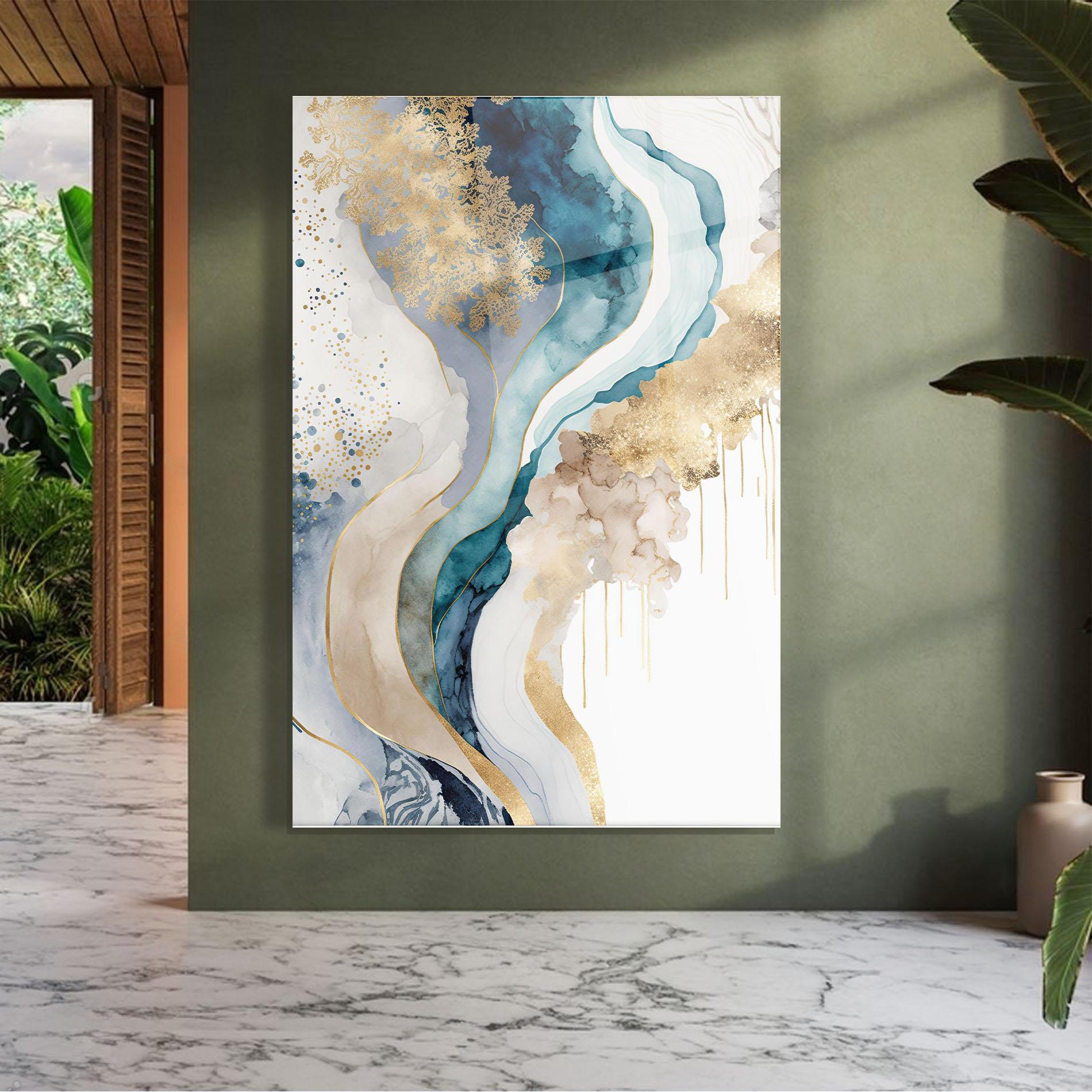 Tablou Sticla Light Blue Waves mockup 7