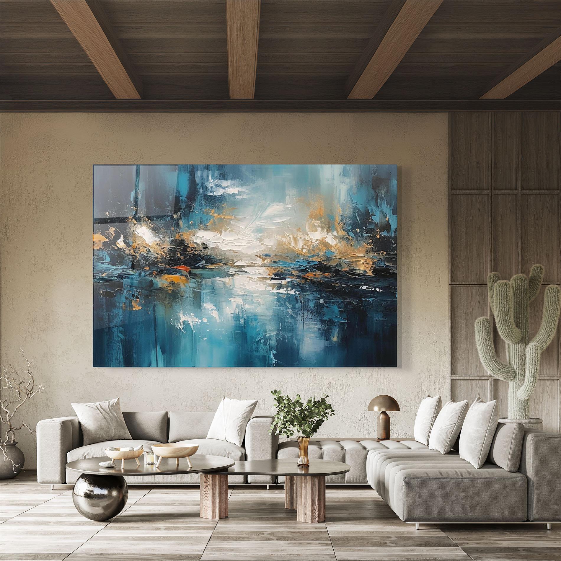 Tablou Sticla Abstract Blue Art mockup 8