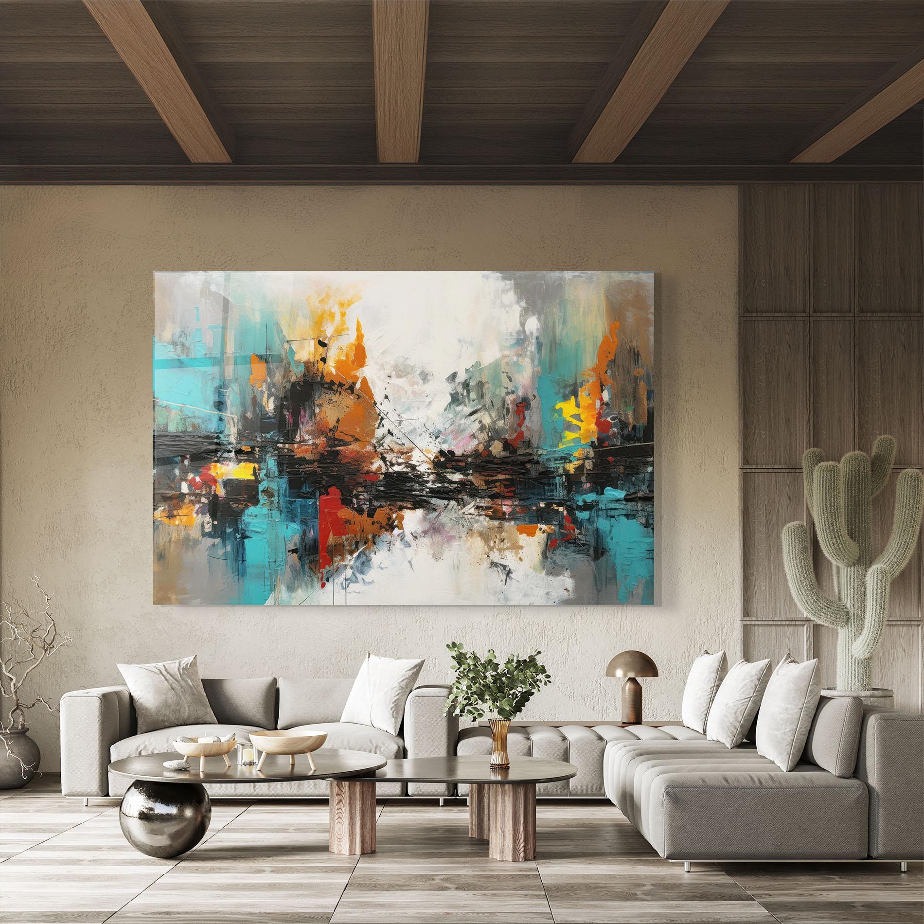 Tablou Sticla Abstract City Painting mockup 8