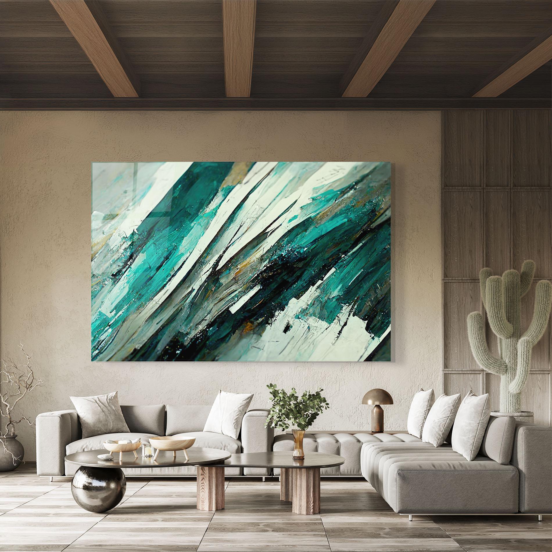 Tablou Sticla Abstract Green Artwork mockup 8