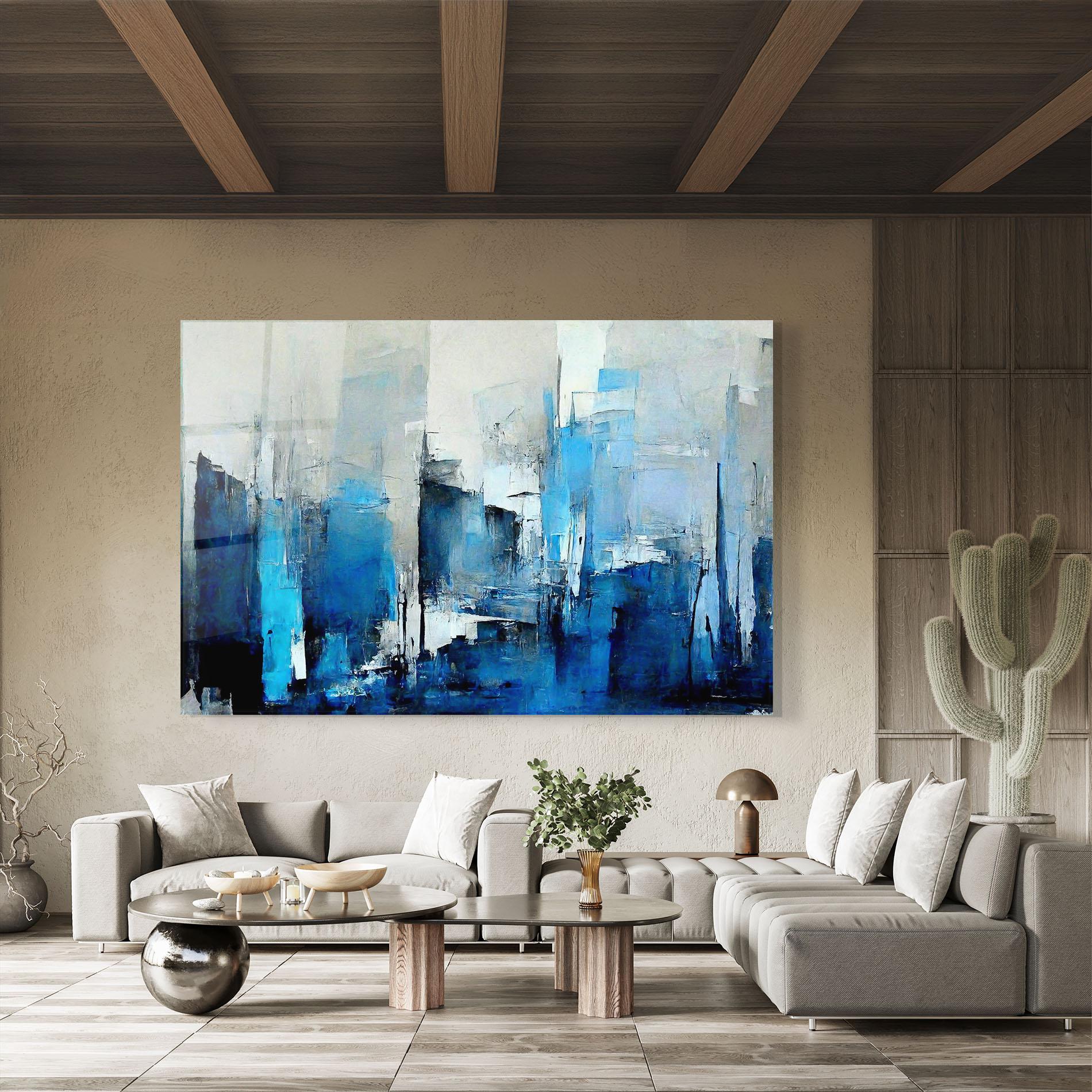 Tablou Sticla Blue Gray Color mockup 8