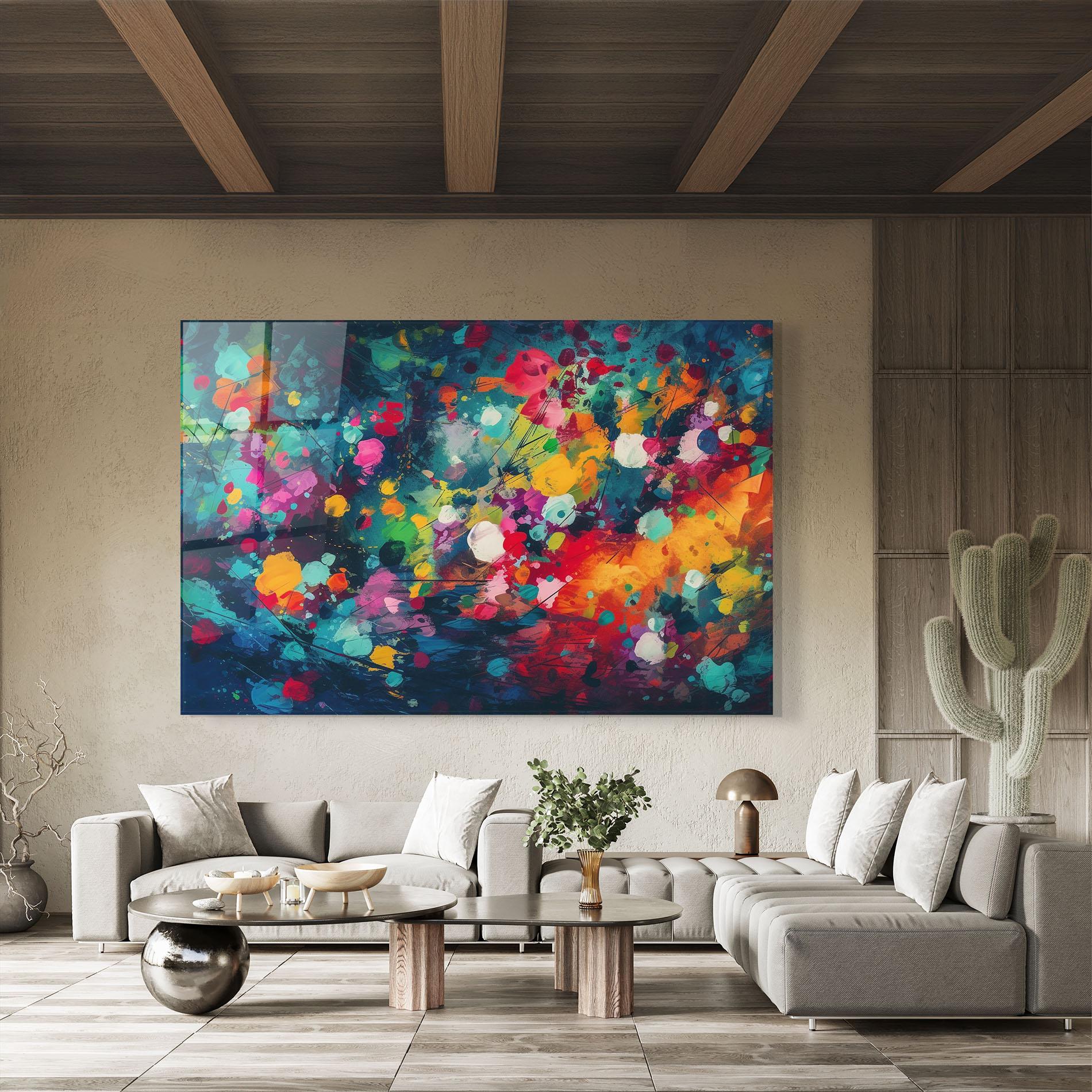 Tablou Sticla Colors Blue Background mockup 8