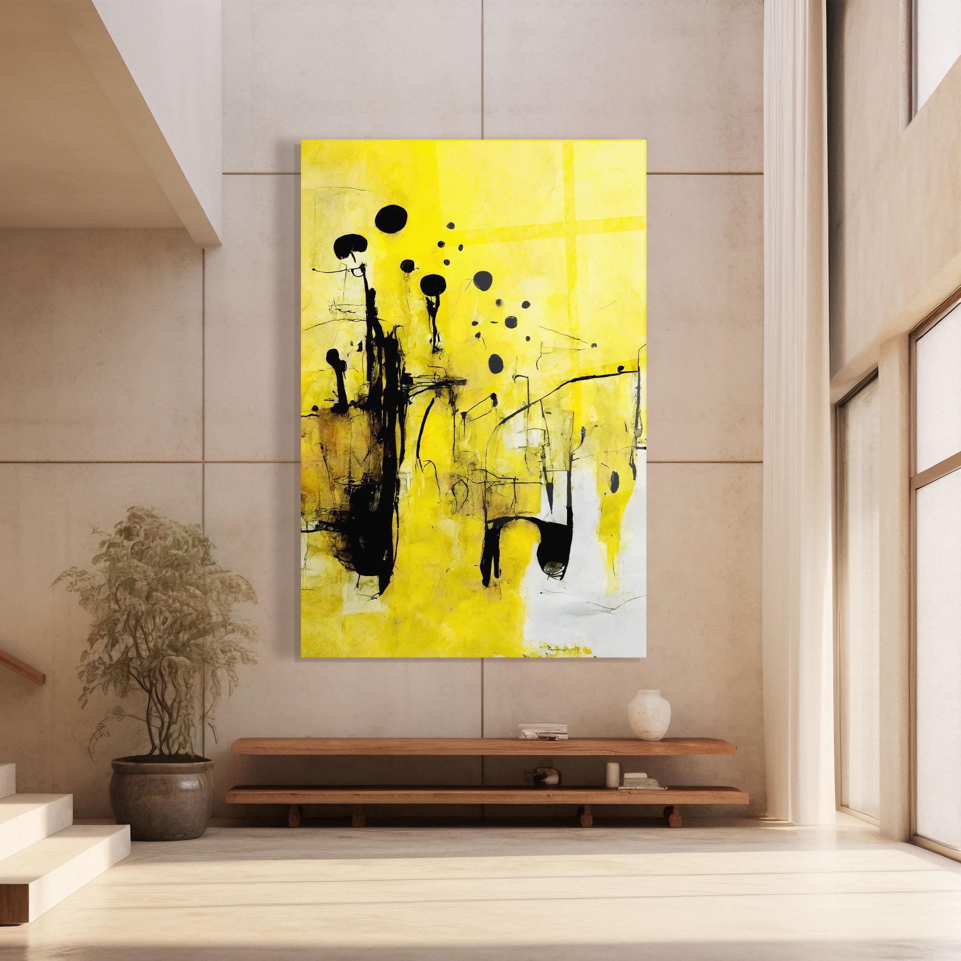 Tablou Sticla Abstract Black Yellow mockup 8