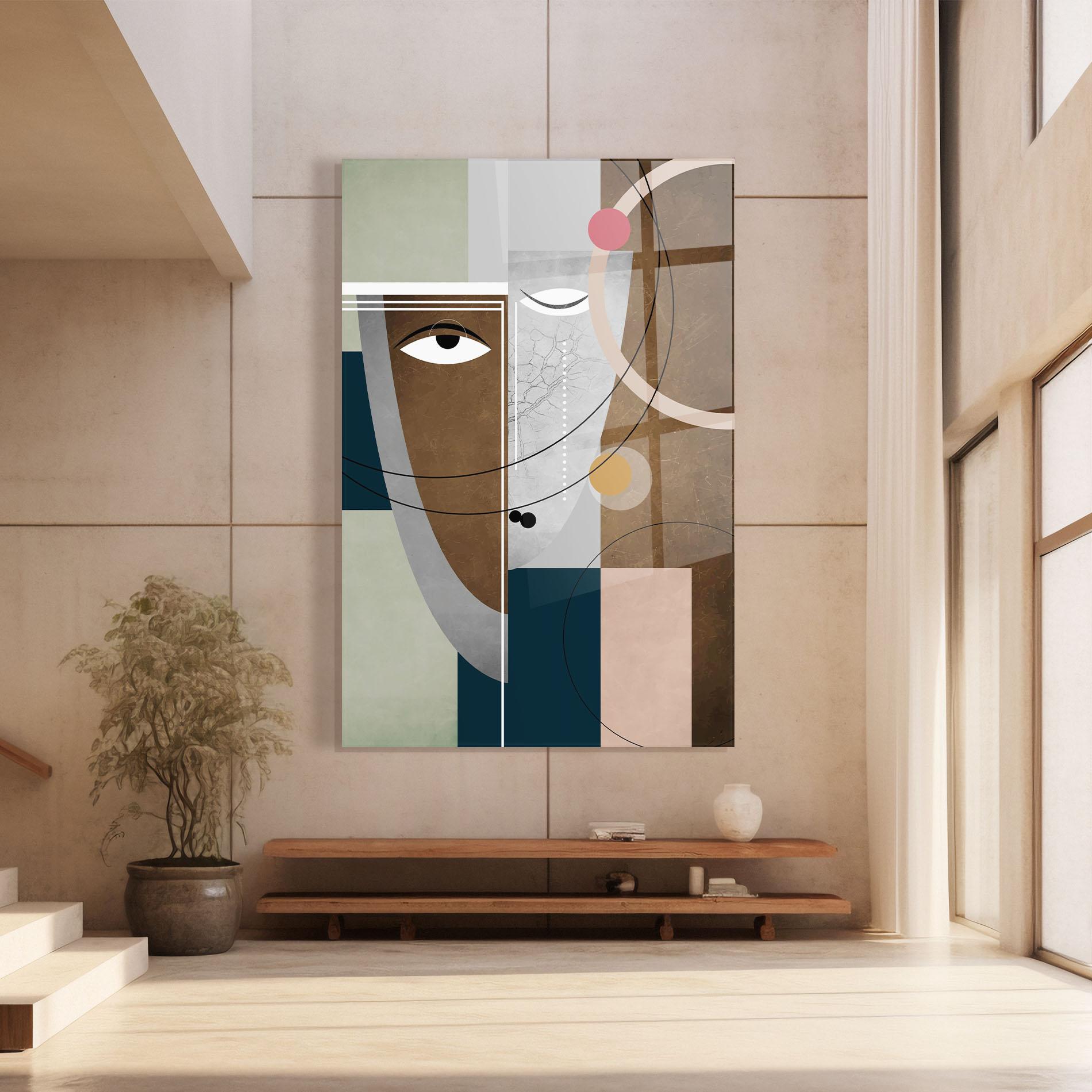 Tablou Sticla Abstract Brown Face mockup 8