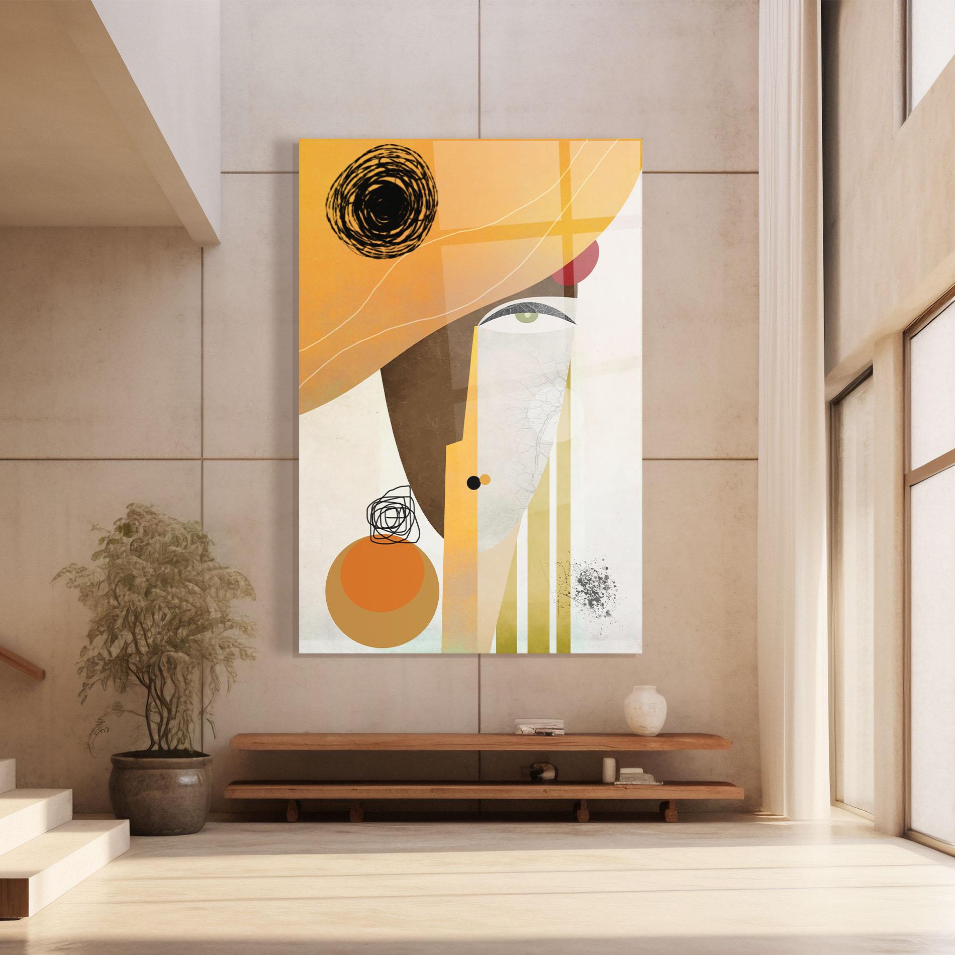 Tablou Sticla Abstract Orange Face mockup 8