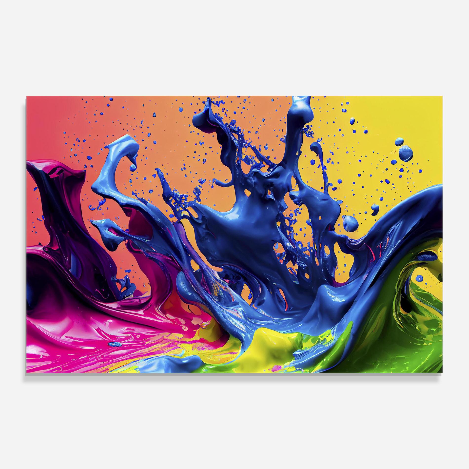 Tablou Sticla Colorful Blue Explosion mockup 0