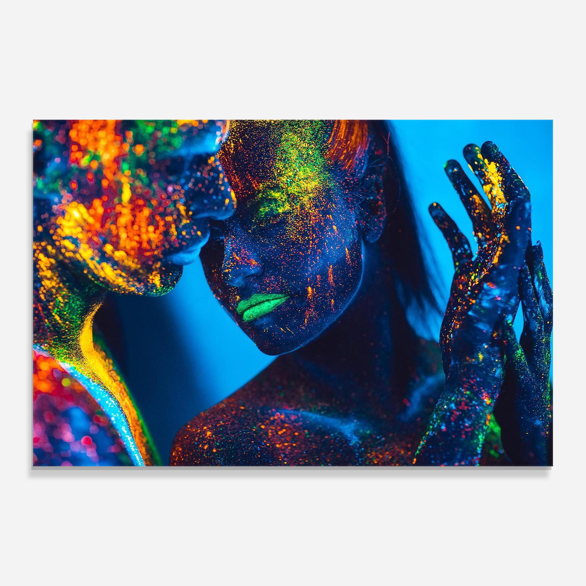 Tablou Sticla Fluorescent Couple mockup 0