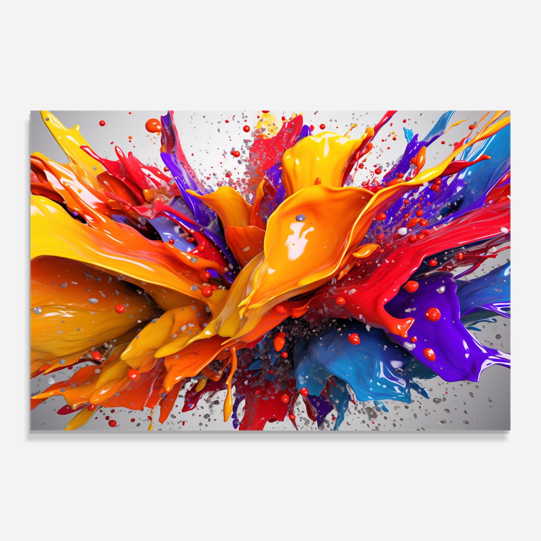 Tablou Sticla Yellow Red Splash mockup 0