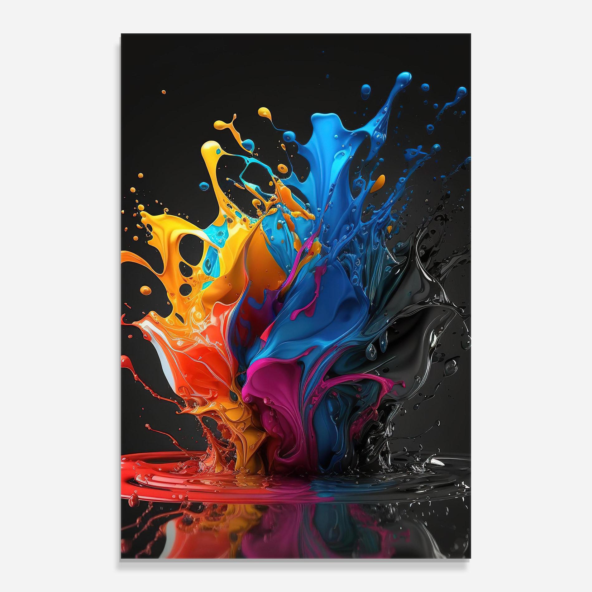 Tablou Sticla Black Blue Splash mockup 0