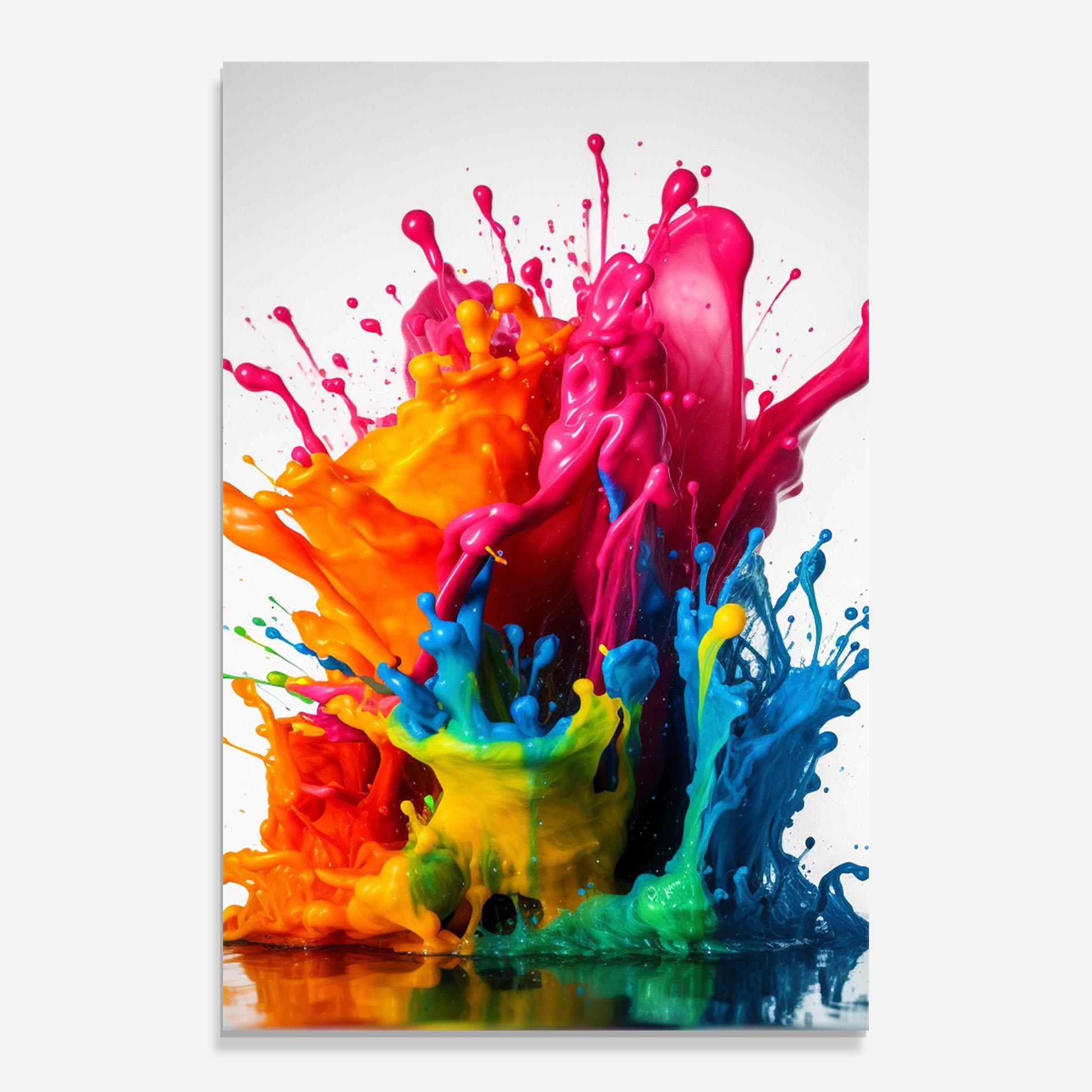 Tablou Sticla Colorful Explosion Paint mockup 0